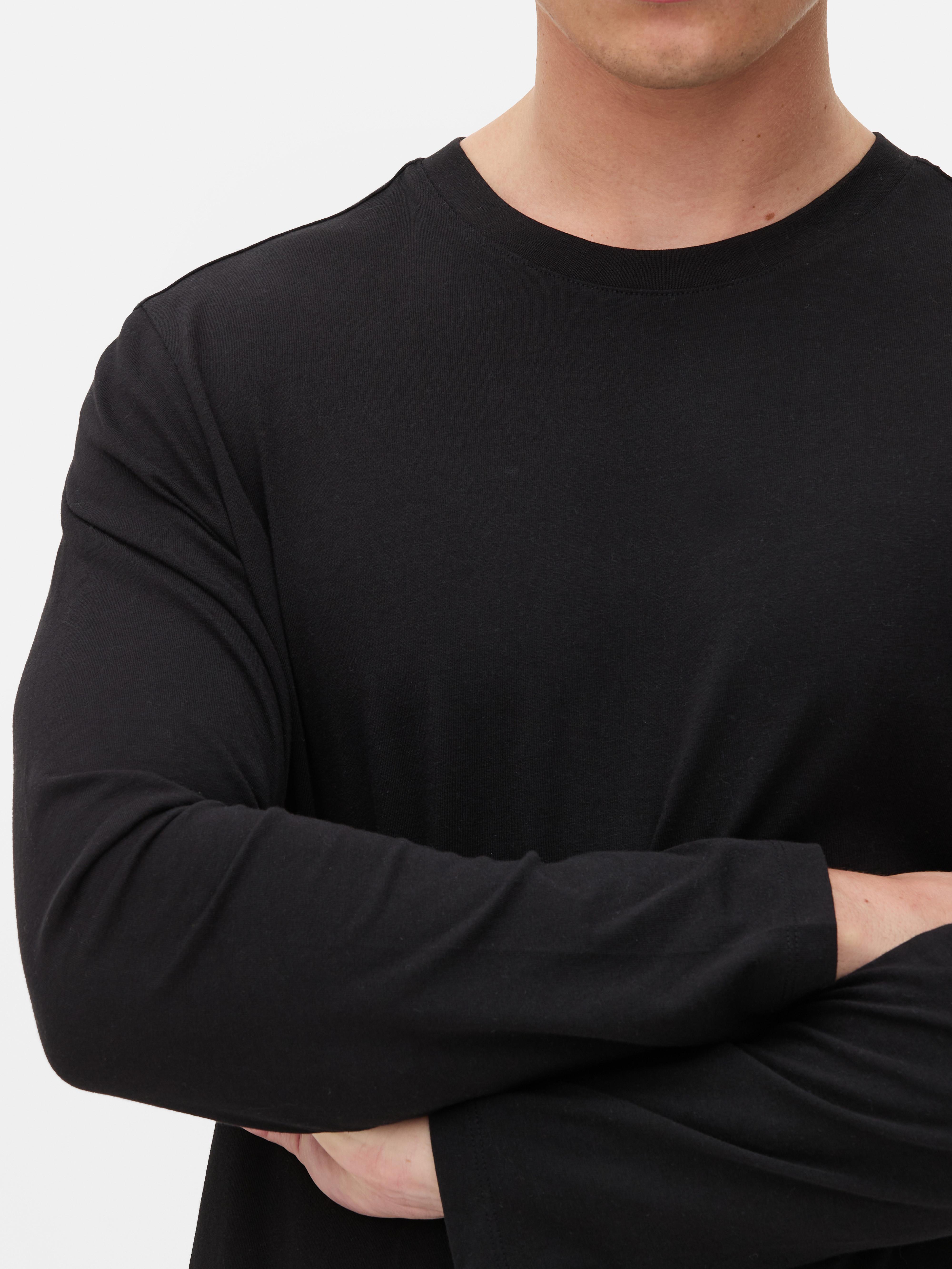 Mens Black Long Sleeve T Shirt Primark