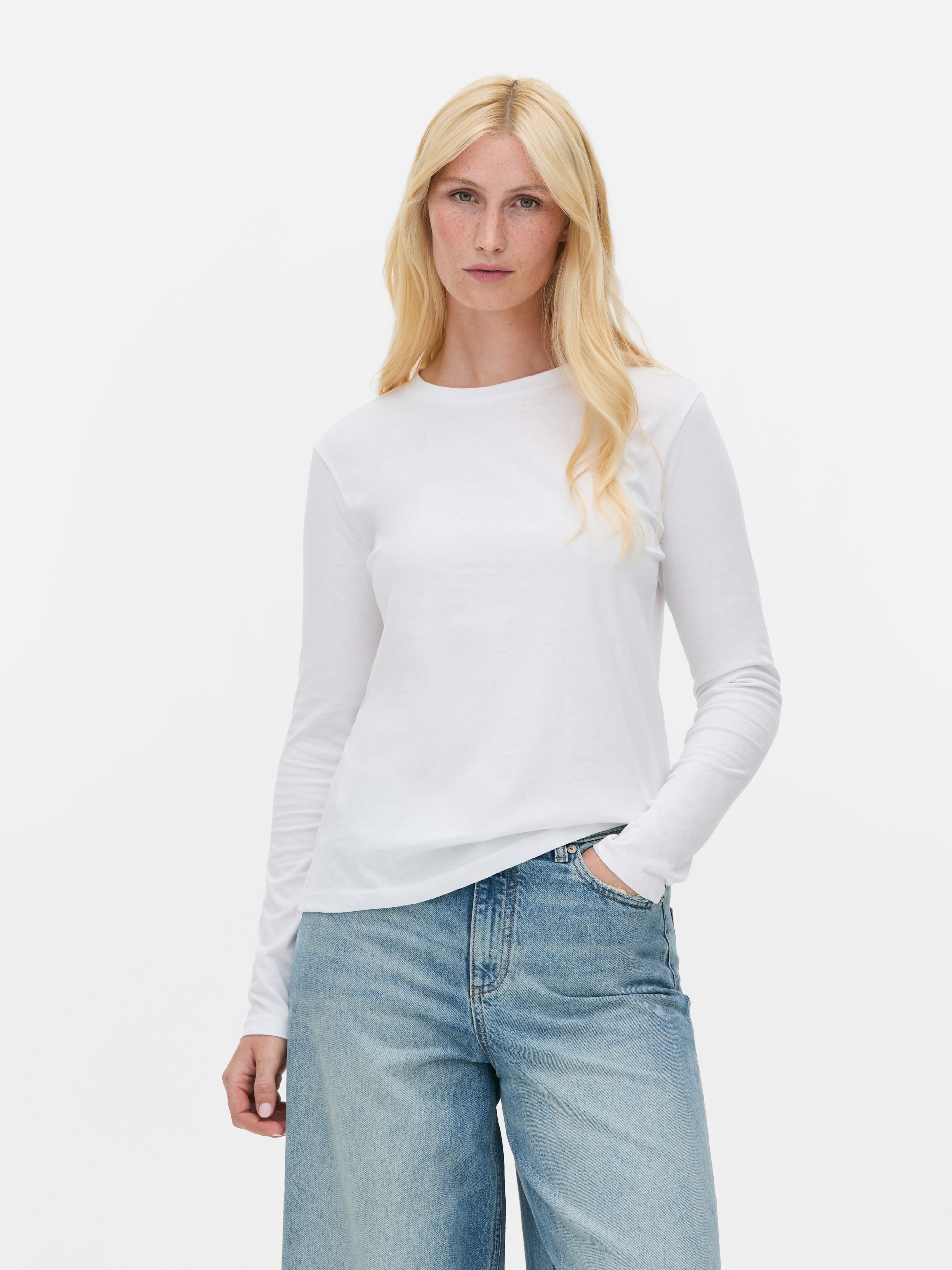 Fitted Cotton Crew Neck Tee