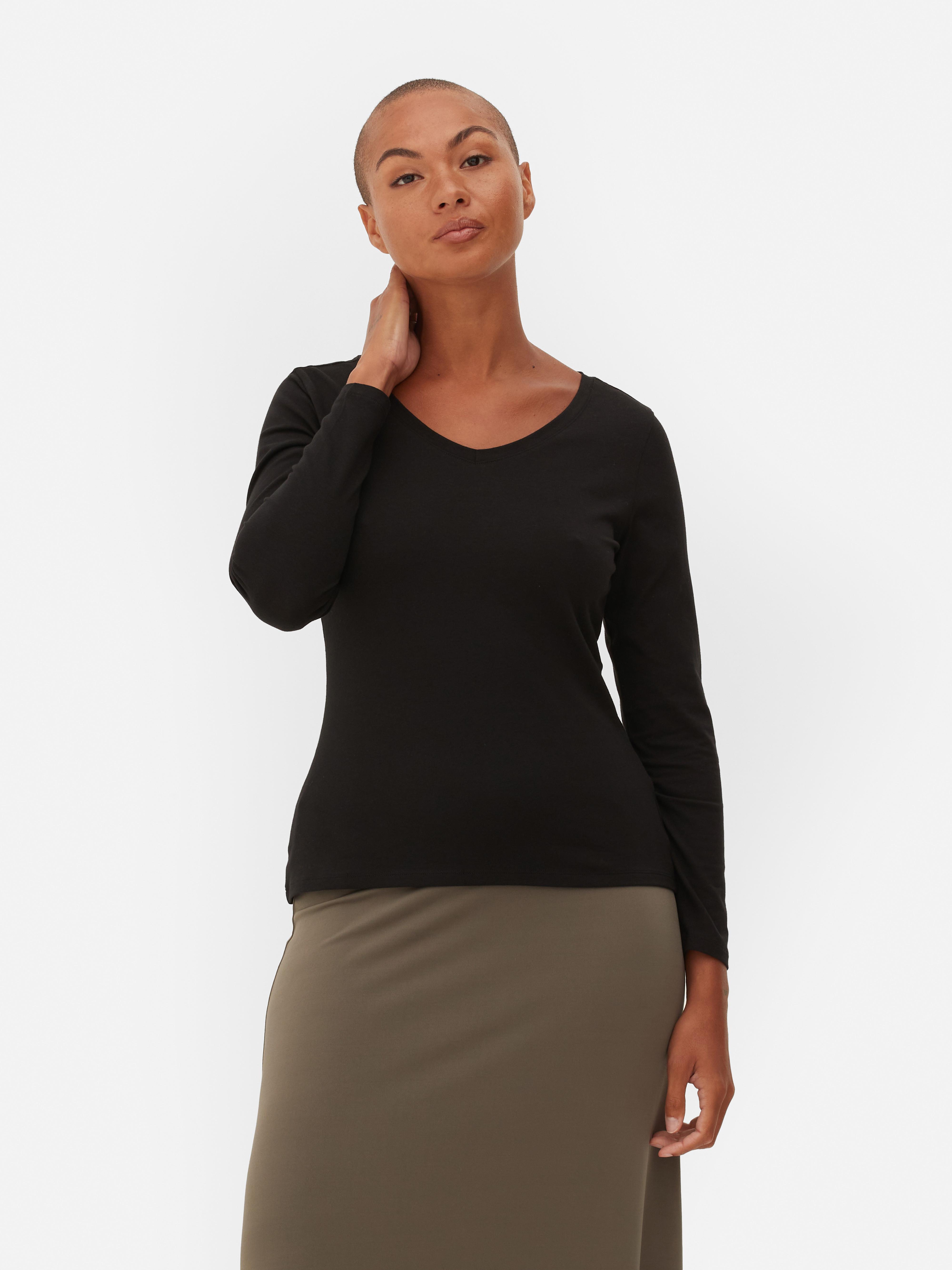 Womens Black Stretch Long Sleeve T Shirt Primark