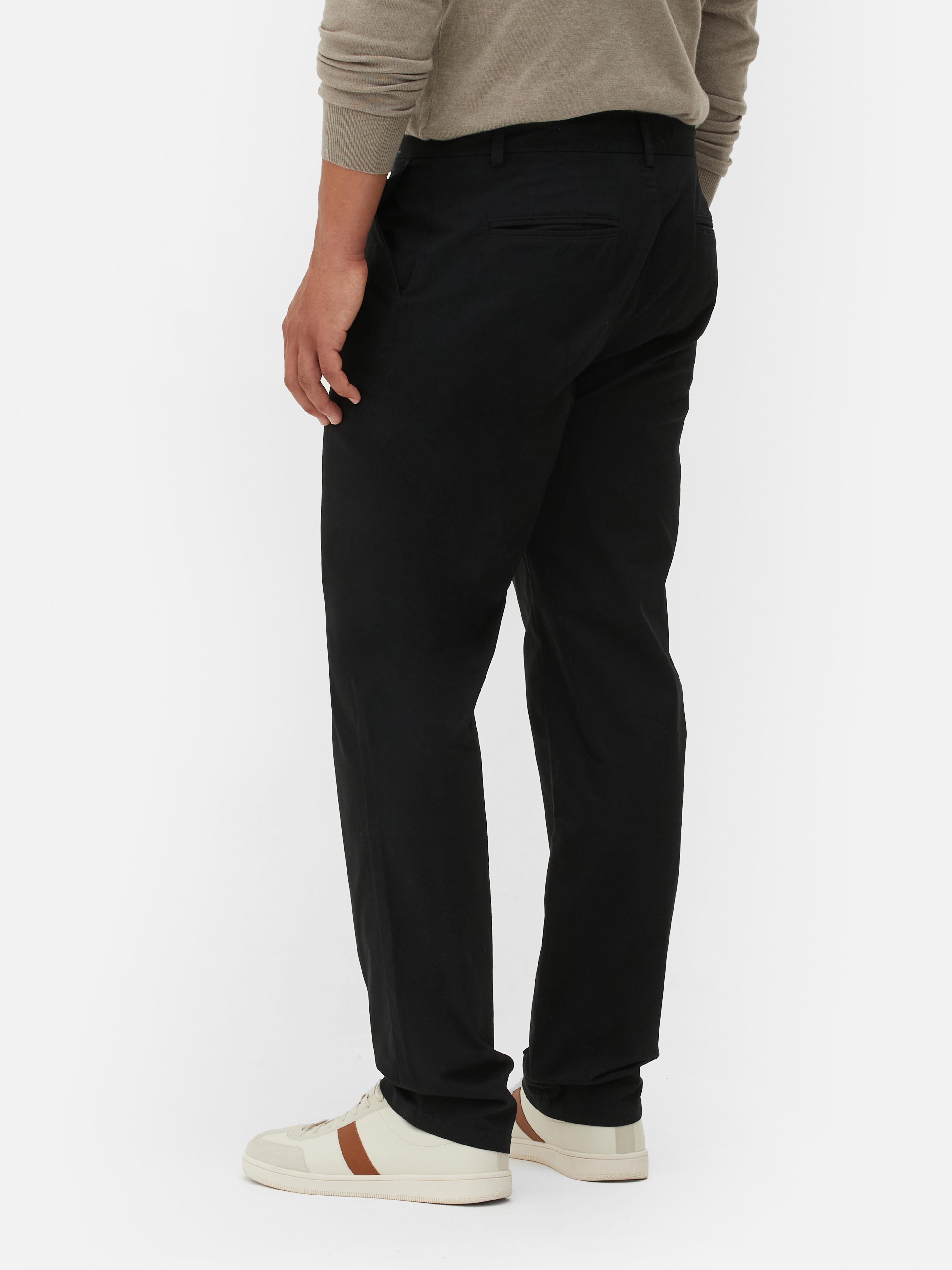 thumbnail image 2 of Men's Slim Straight Leg Cotton Chino Pants - Casual Trousers (Beige, Waist 28-40) 2 of 6