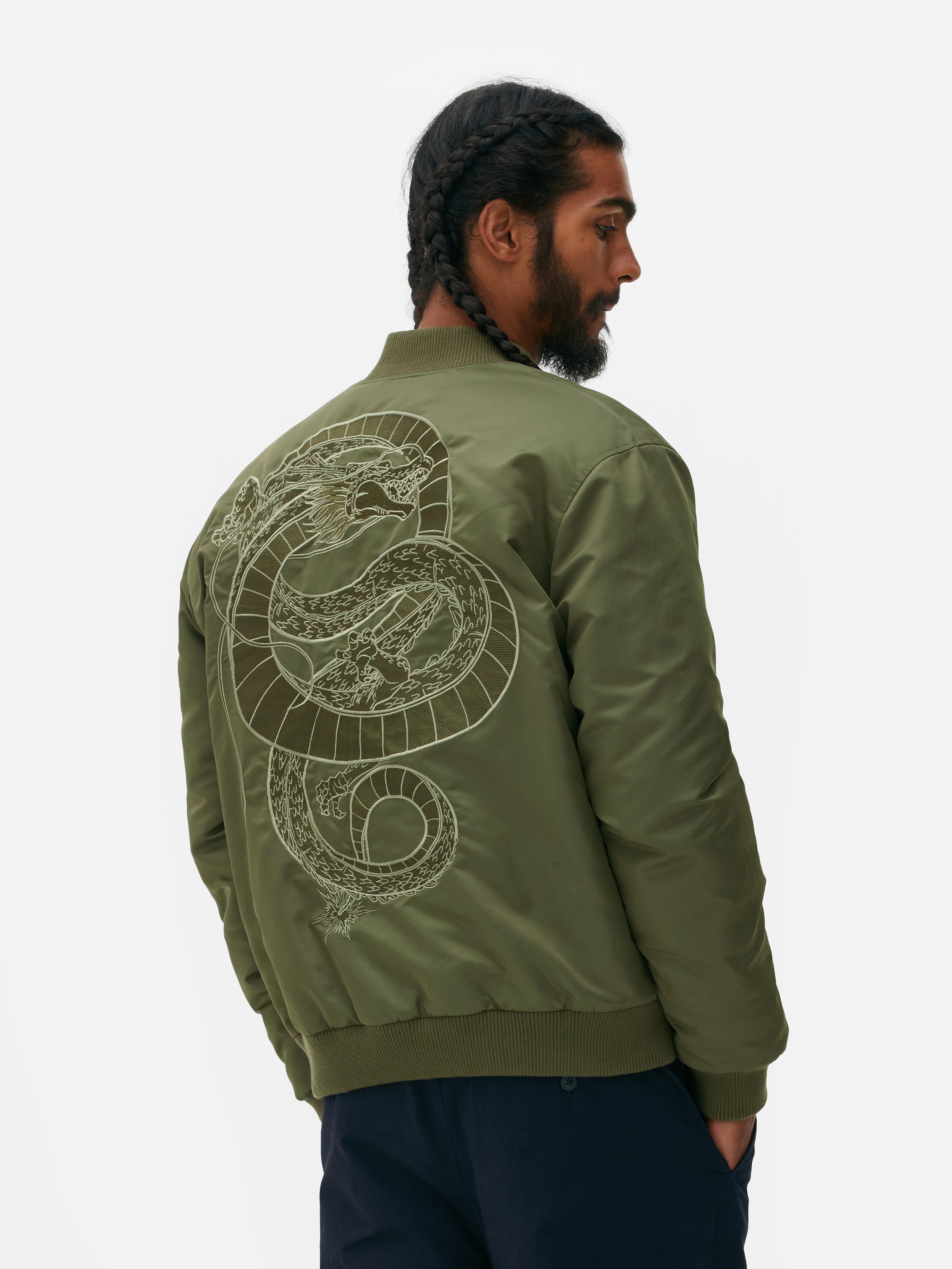 Men's Olive Dragon Ball Z Shenron Bomber Jacket Primark