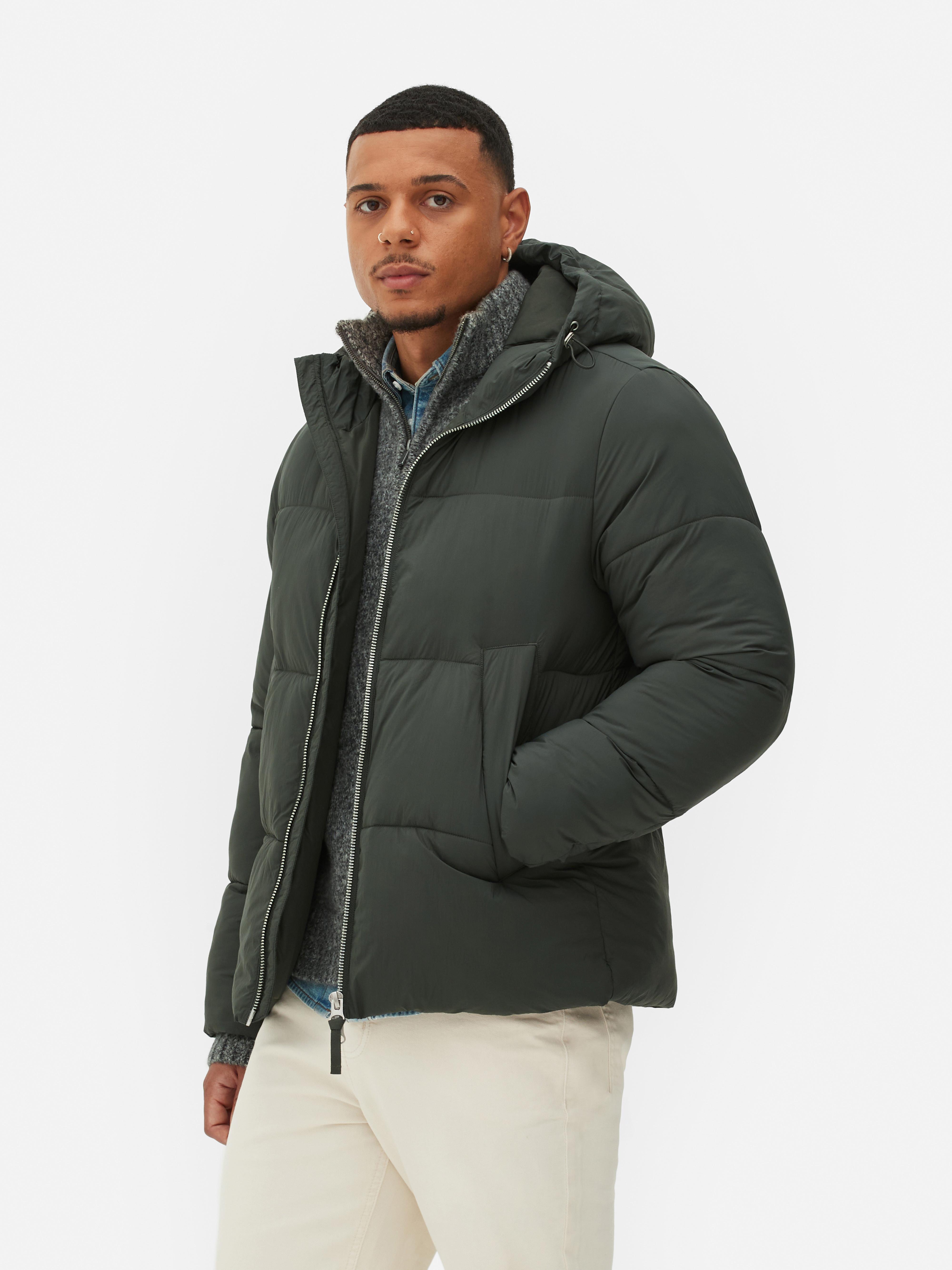 Khaki bubble coat mens best sale