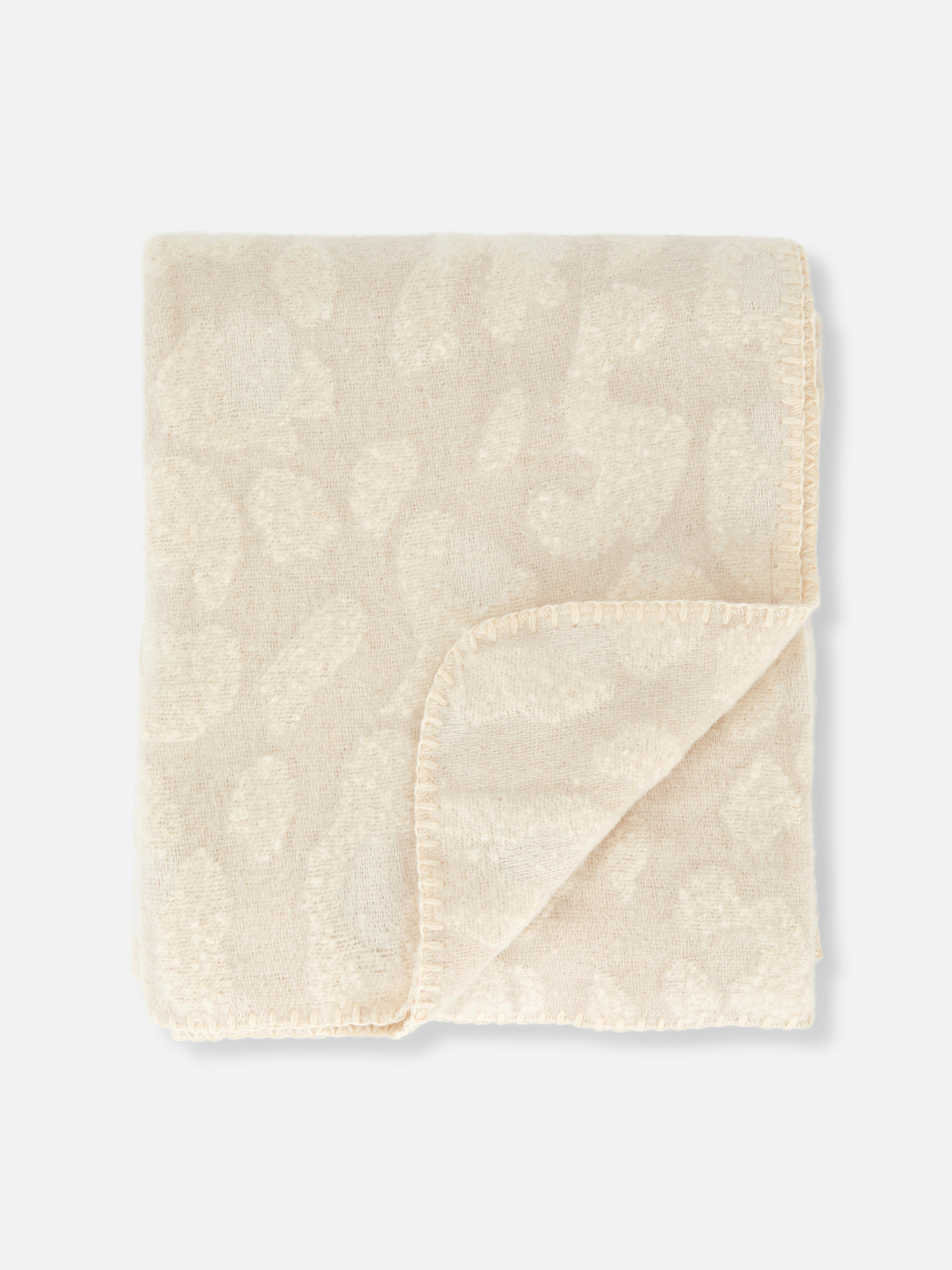 Cream Patterned Brush Texture Throw Blanket Penneys
