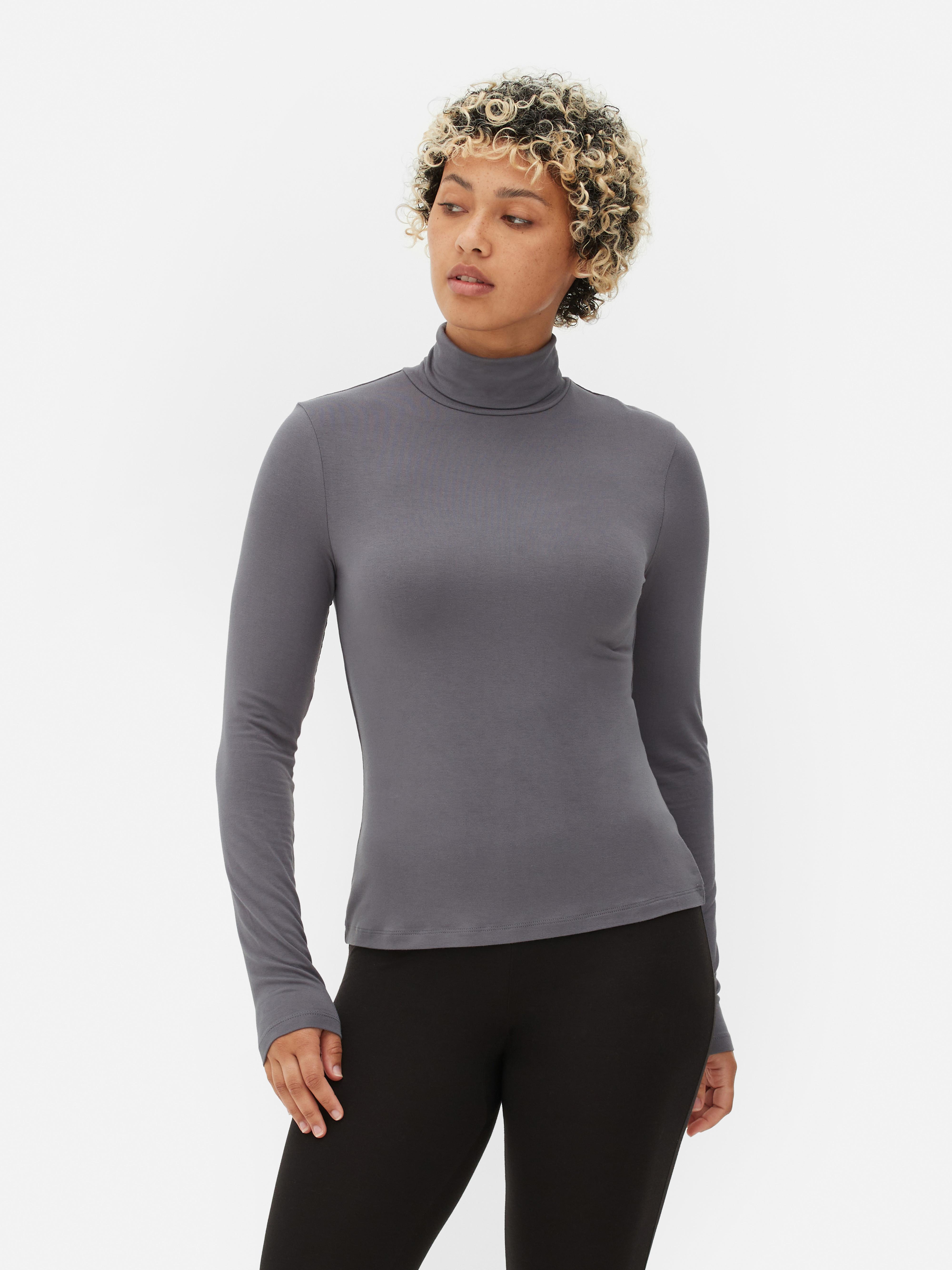 Womens Grey Roll Neck Long Sleeve Top Primark