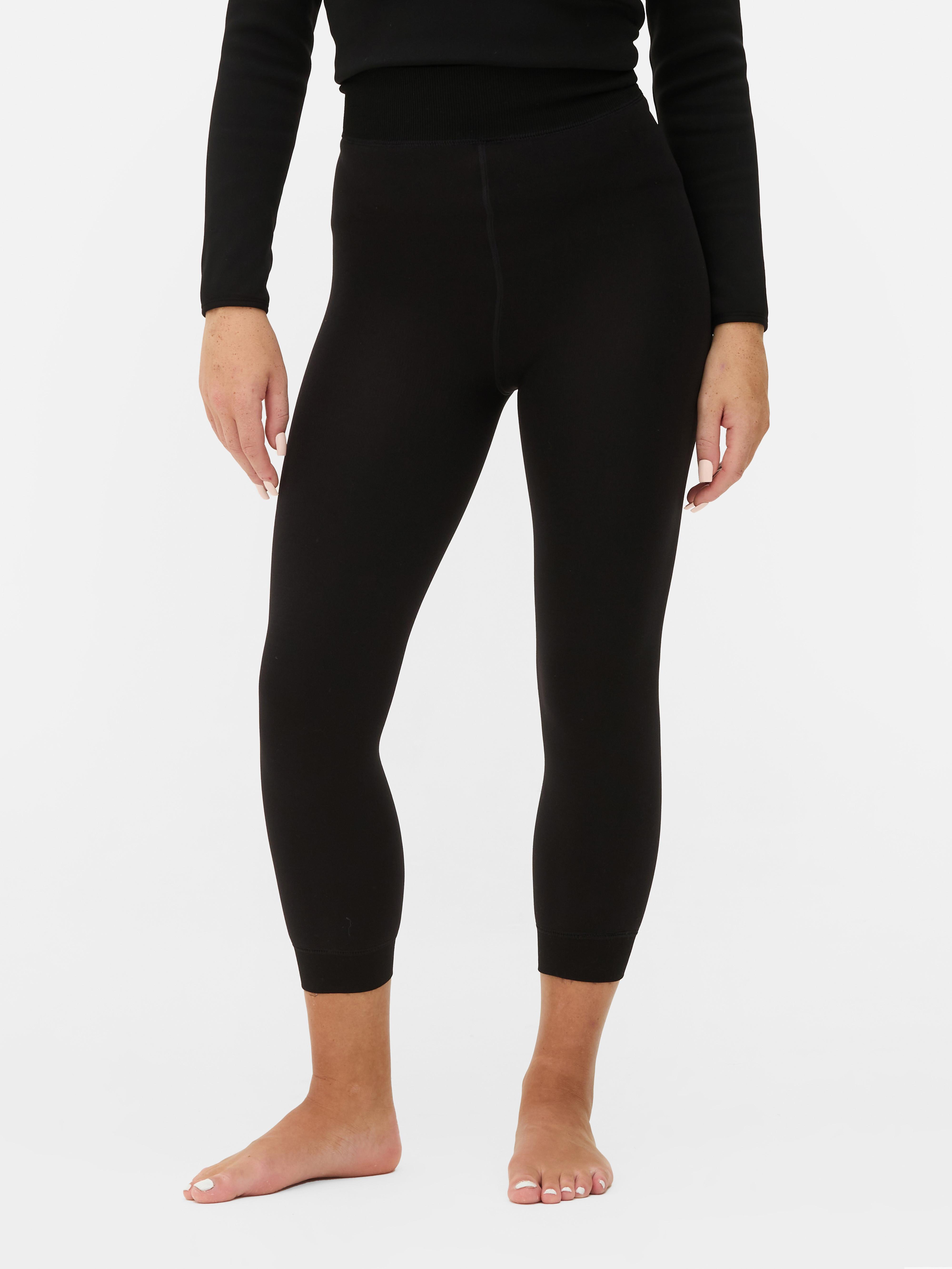 Women s Black Cropped Velvet Plush Lined Leggings Penneys