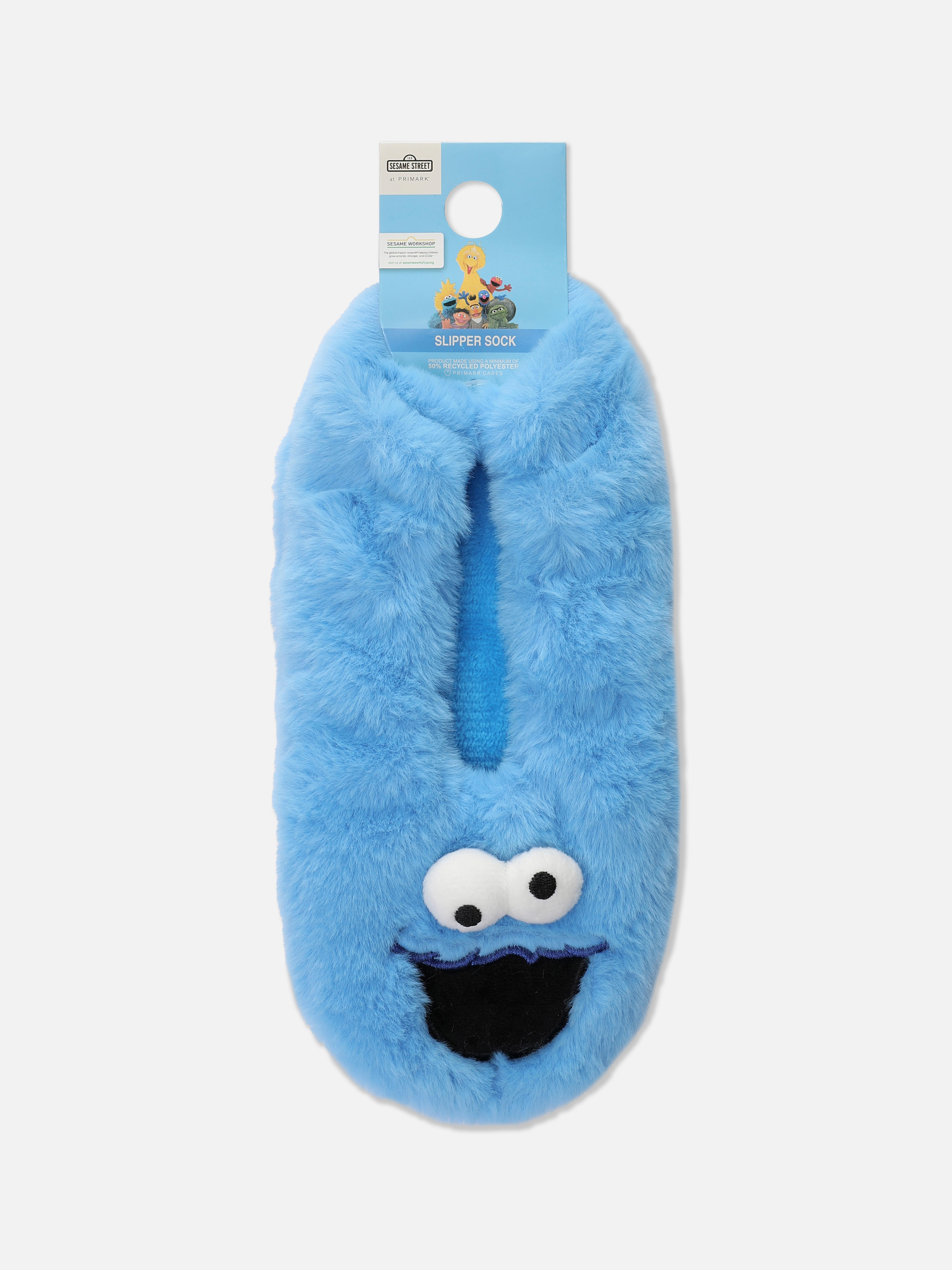 Womens Blue Sesame Street Cookie Monster Slipper Socks Primark