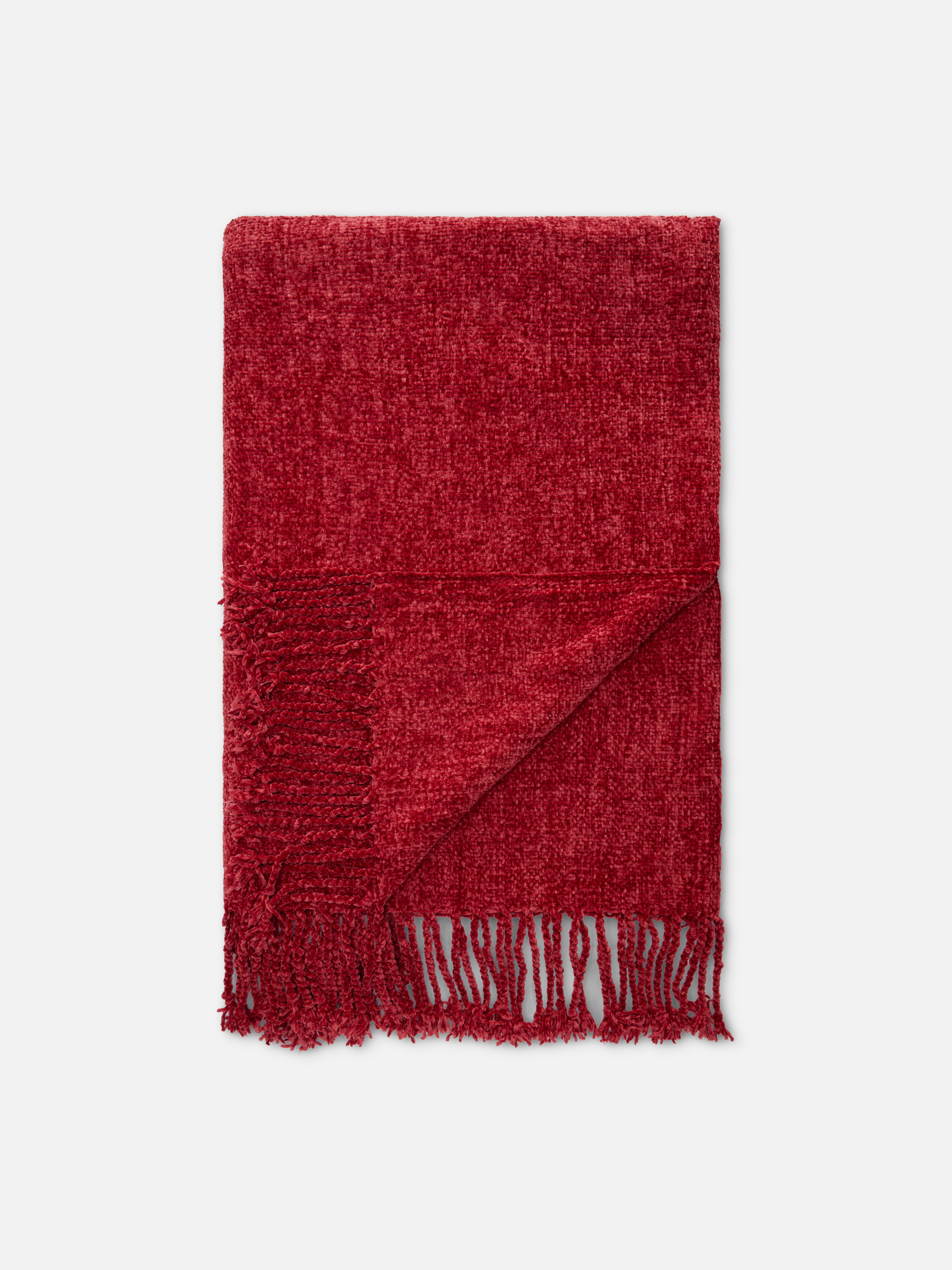 Small Chenille Texture Tassel Throw