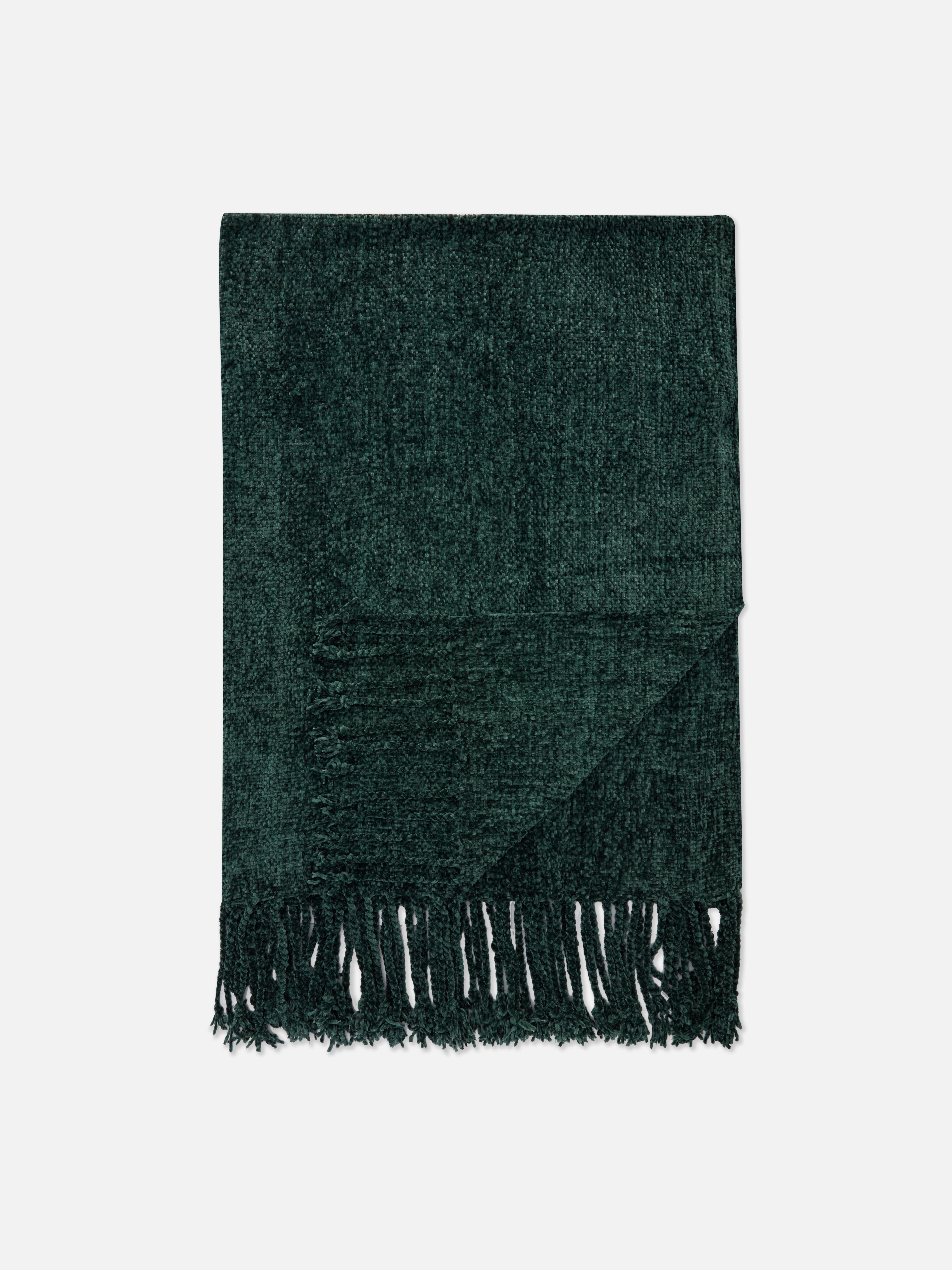 Small Chenille Texture Tassel Throw