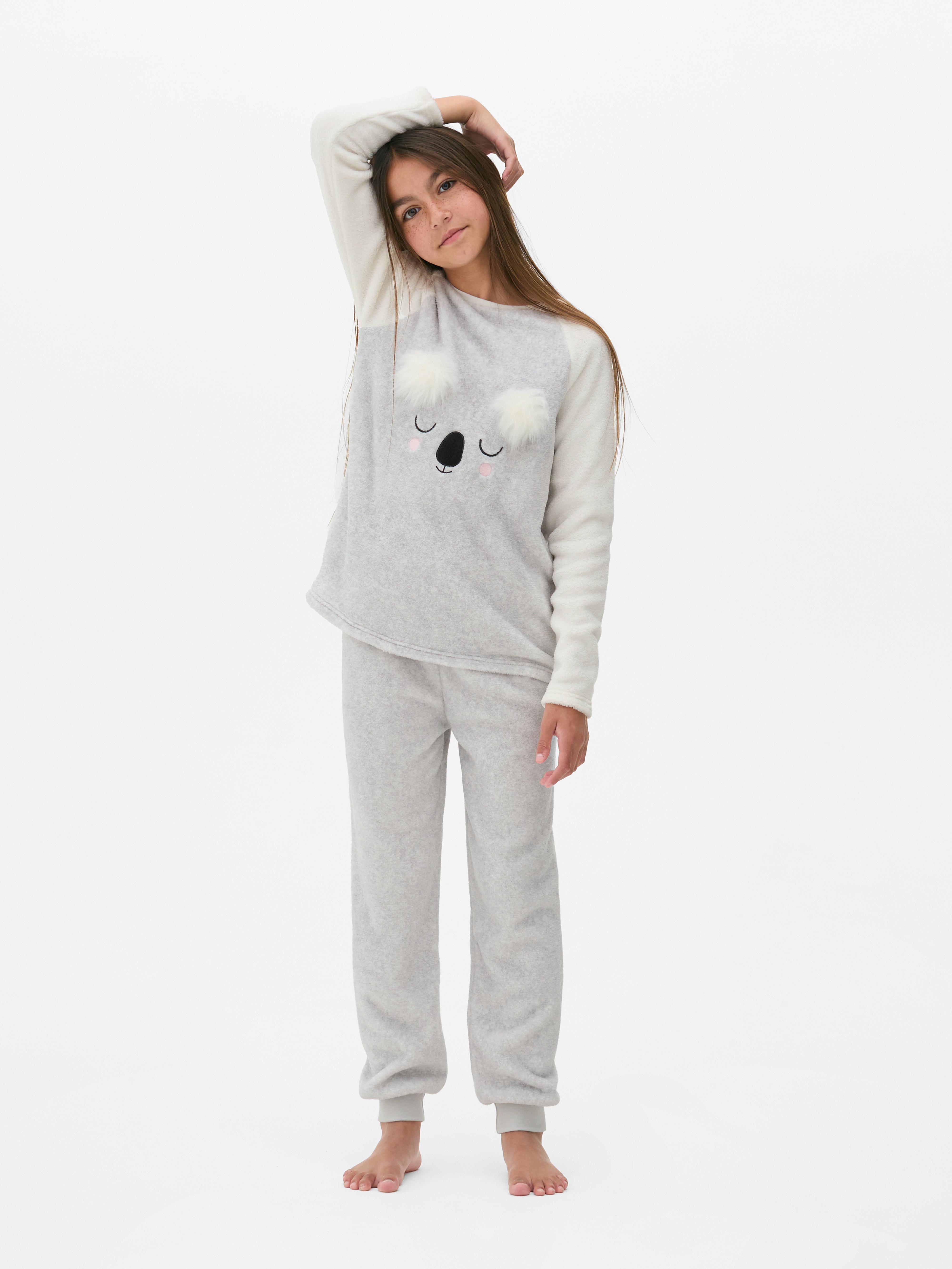 Girls Grey Koala Fleece Pyjamas Primark