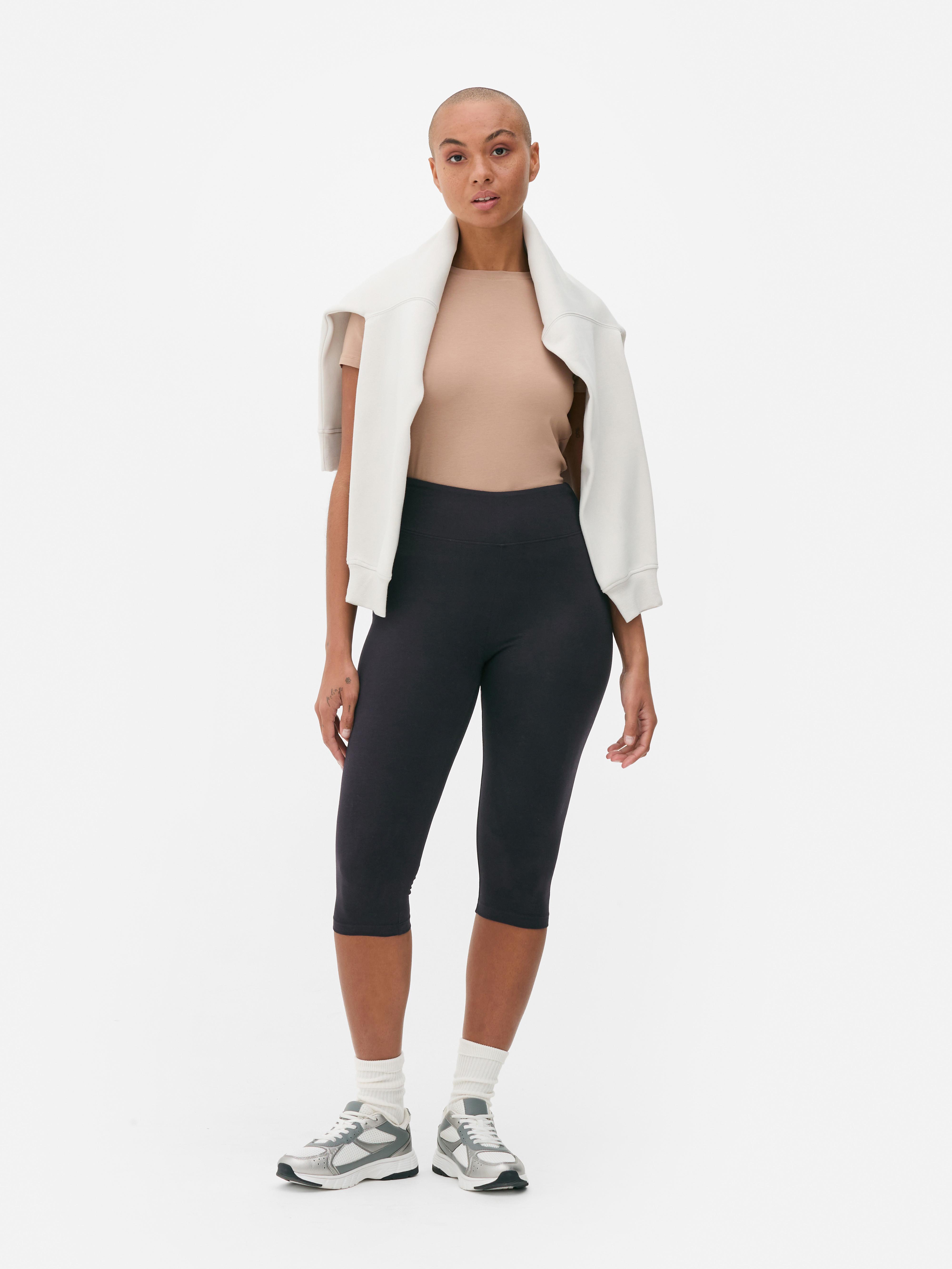 Leggings Capri Donna A Vita Alta, 3/4, Nero Opaco, Leggeri E Traspiranti Per Sport, Yoga E Palestra