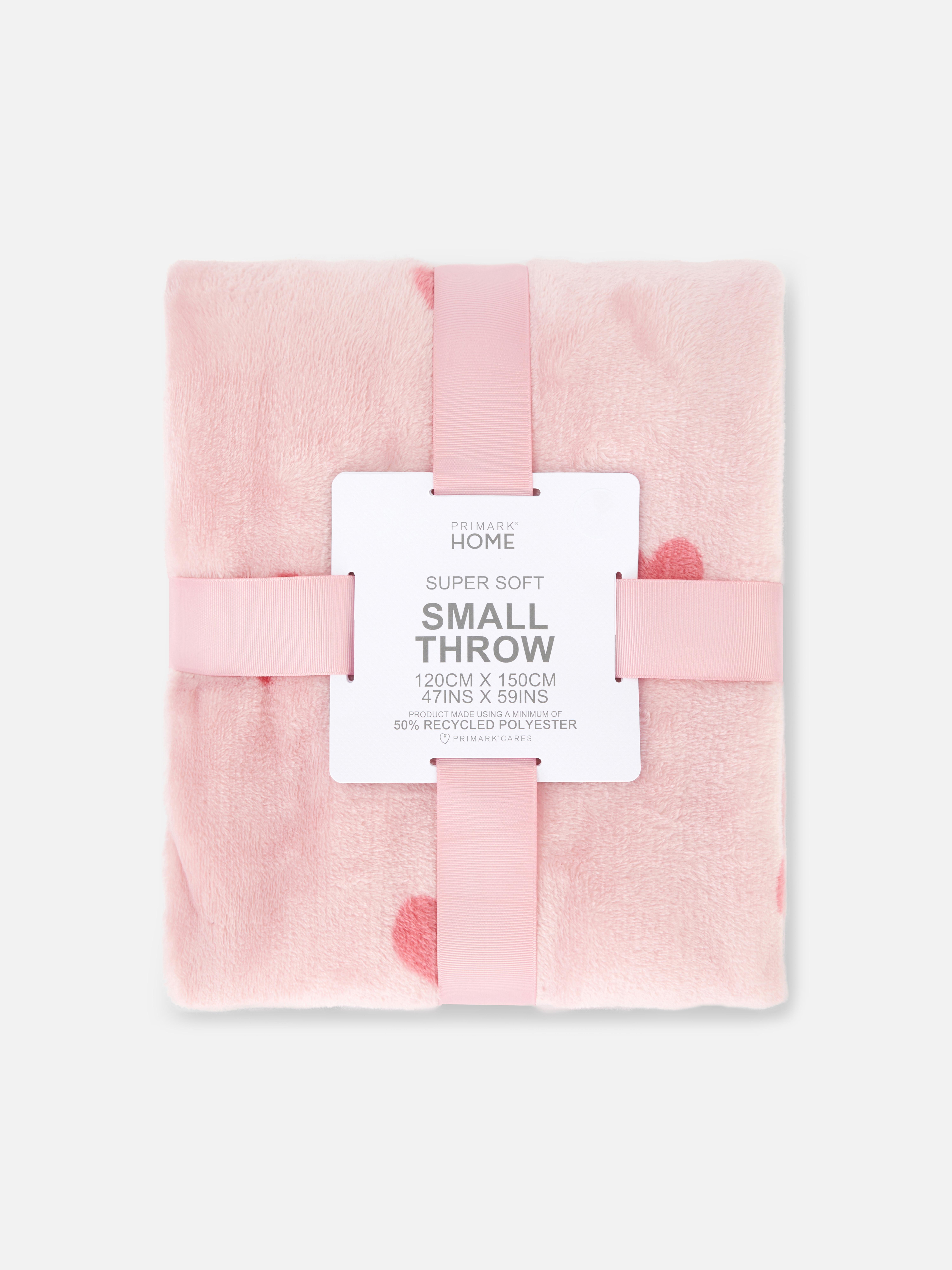 Pink Heart Pattern Soft Touch Throw Primark