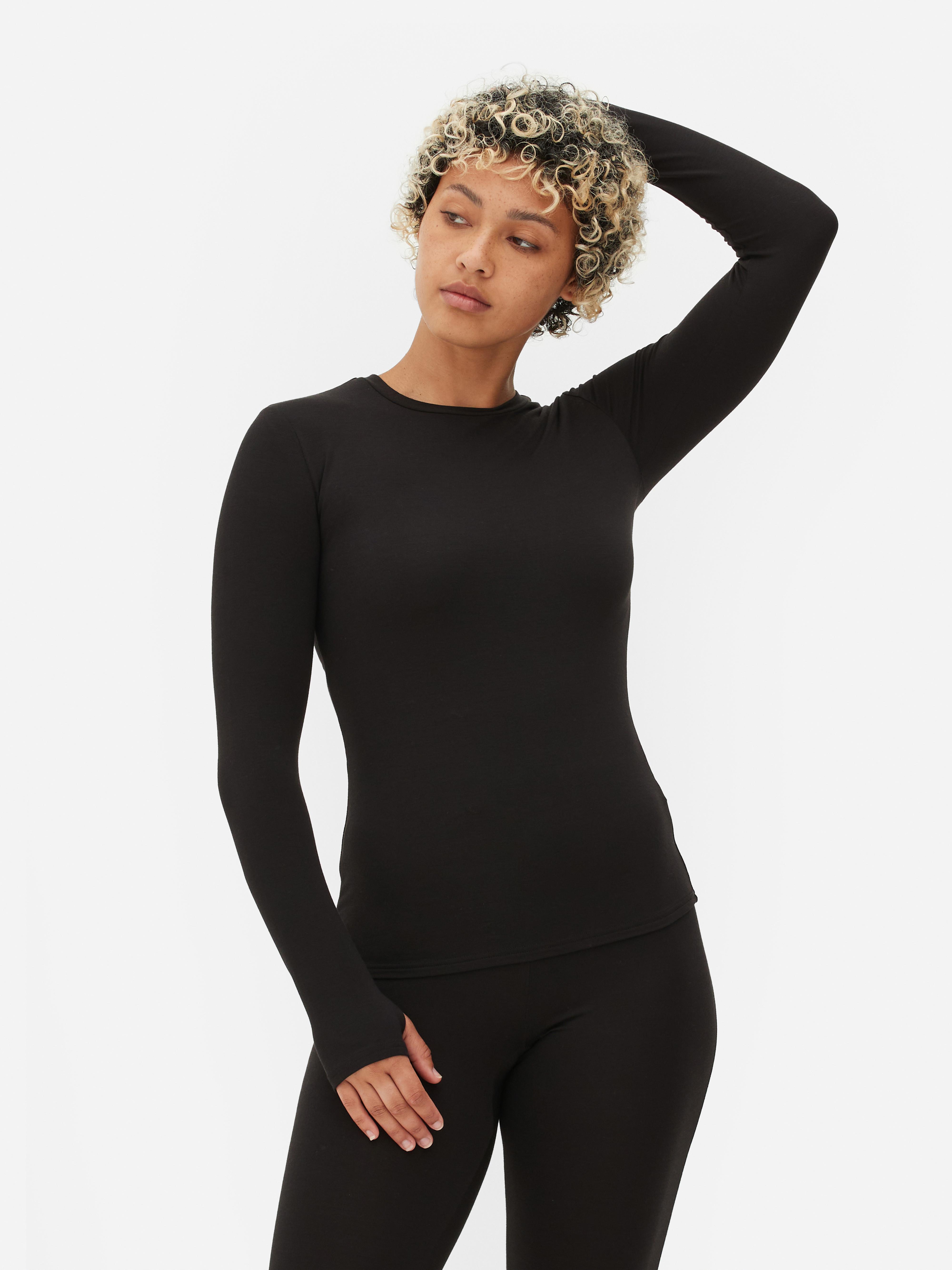 Womens Black Thermal Long Sleeve Top Primark