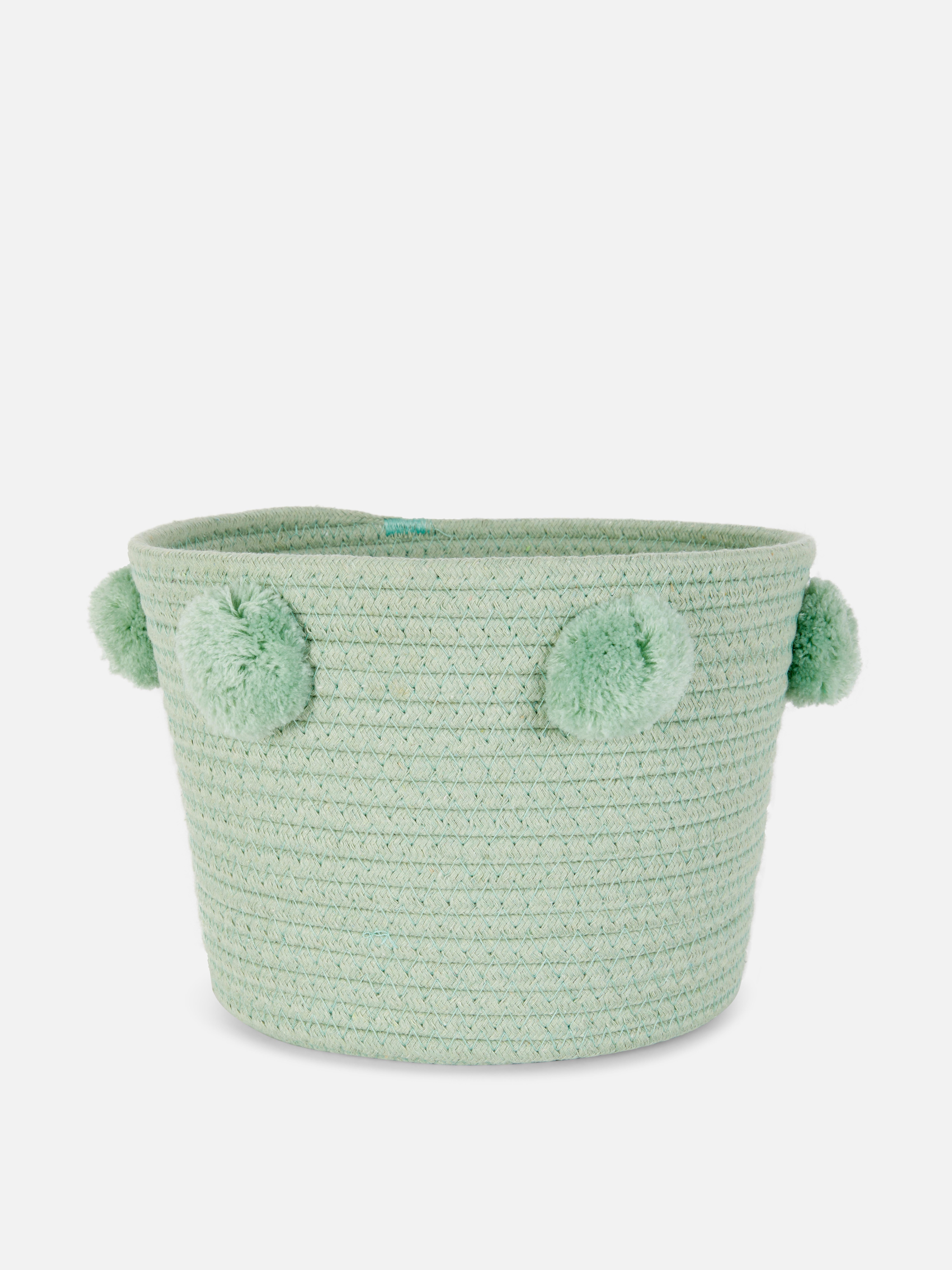 Cesta con pompones Verde
