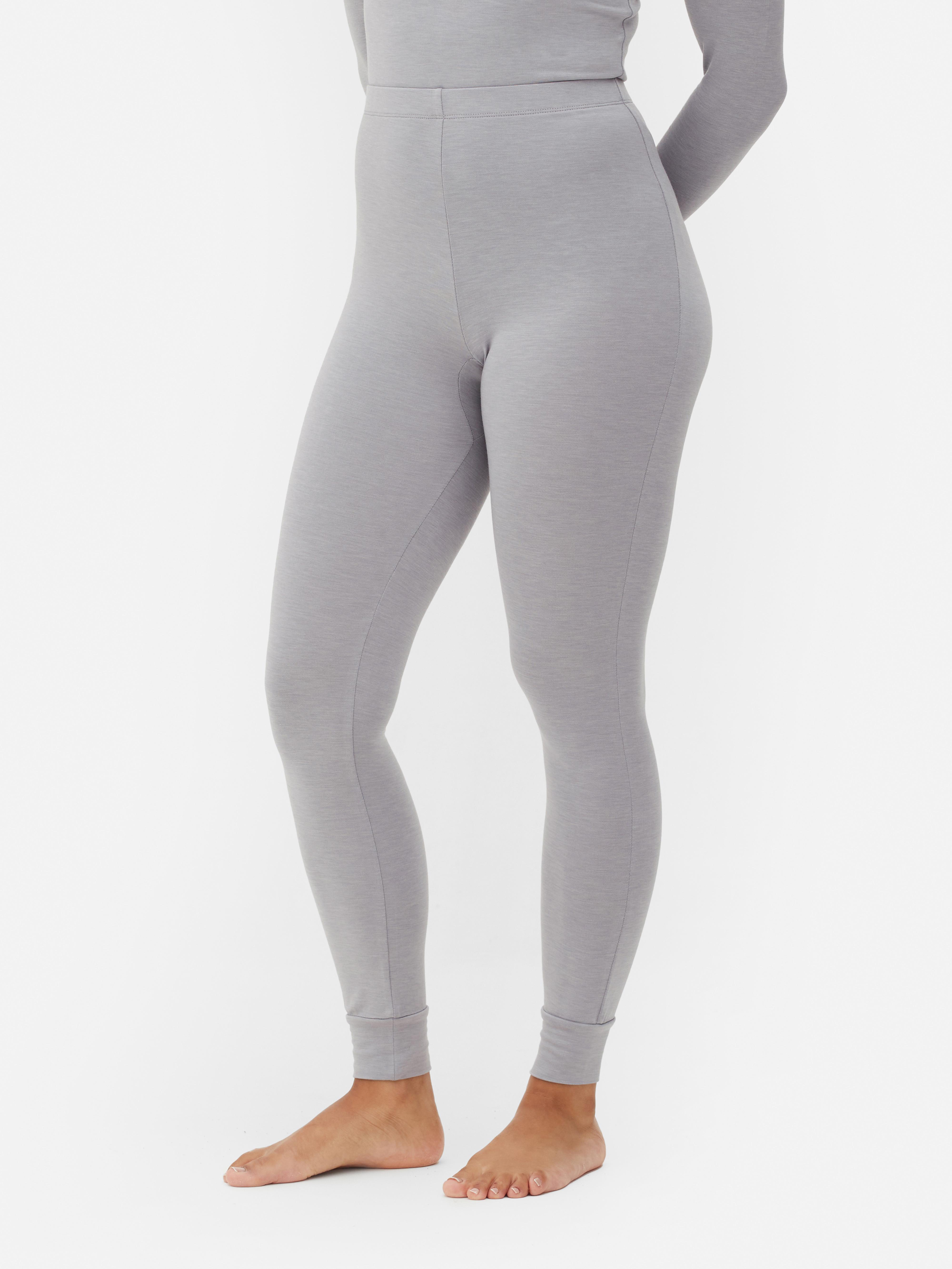 Womens Grey Cuffed Ankle Thermal Leggings Primark