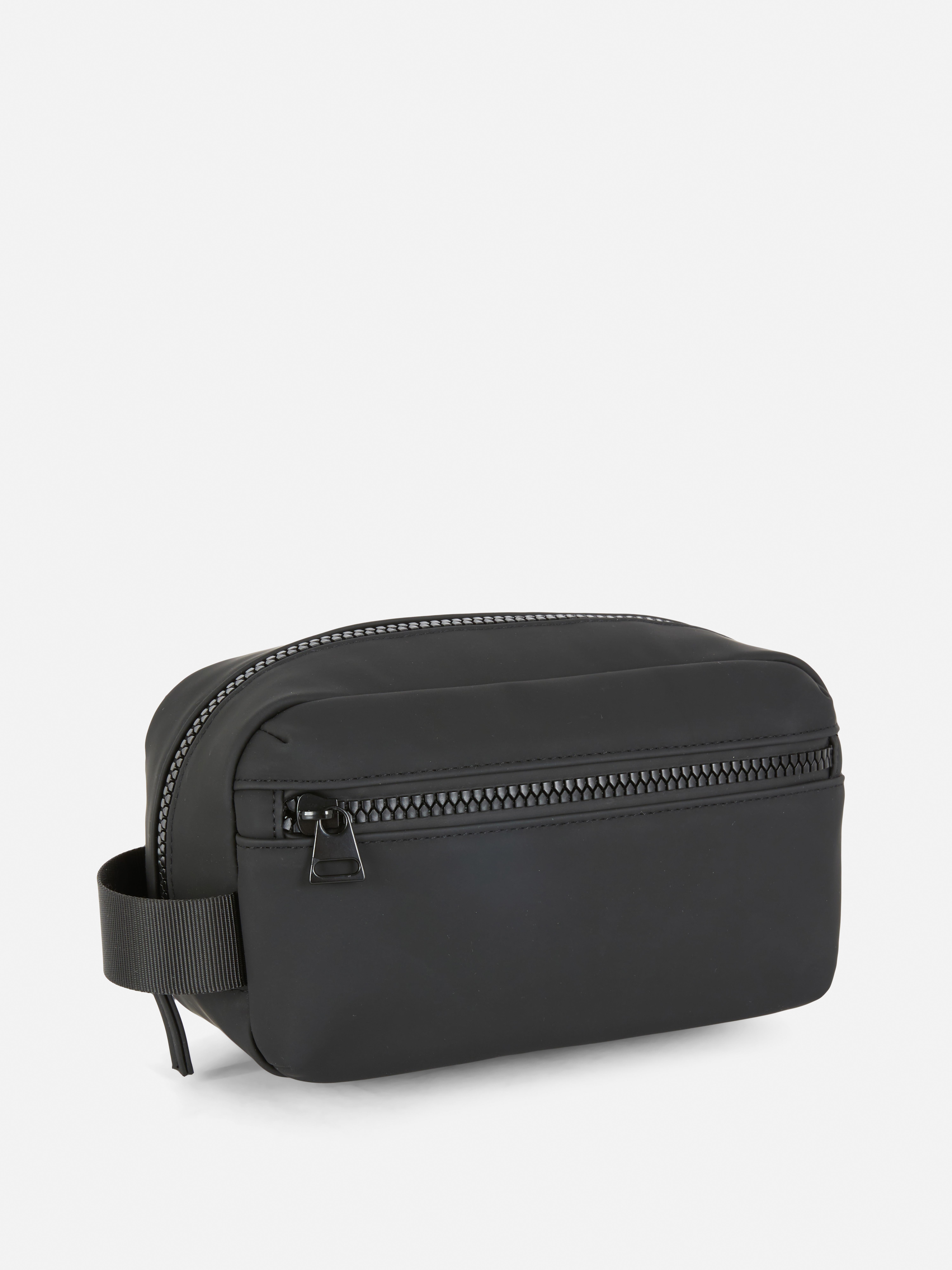 Mens Black Rubberised Wash Bag Primark