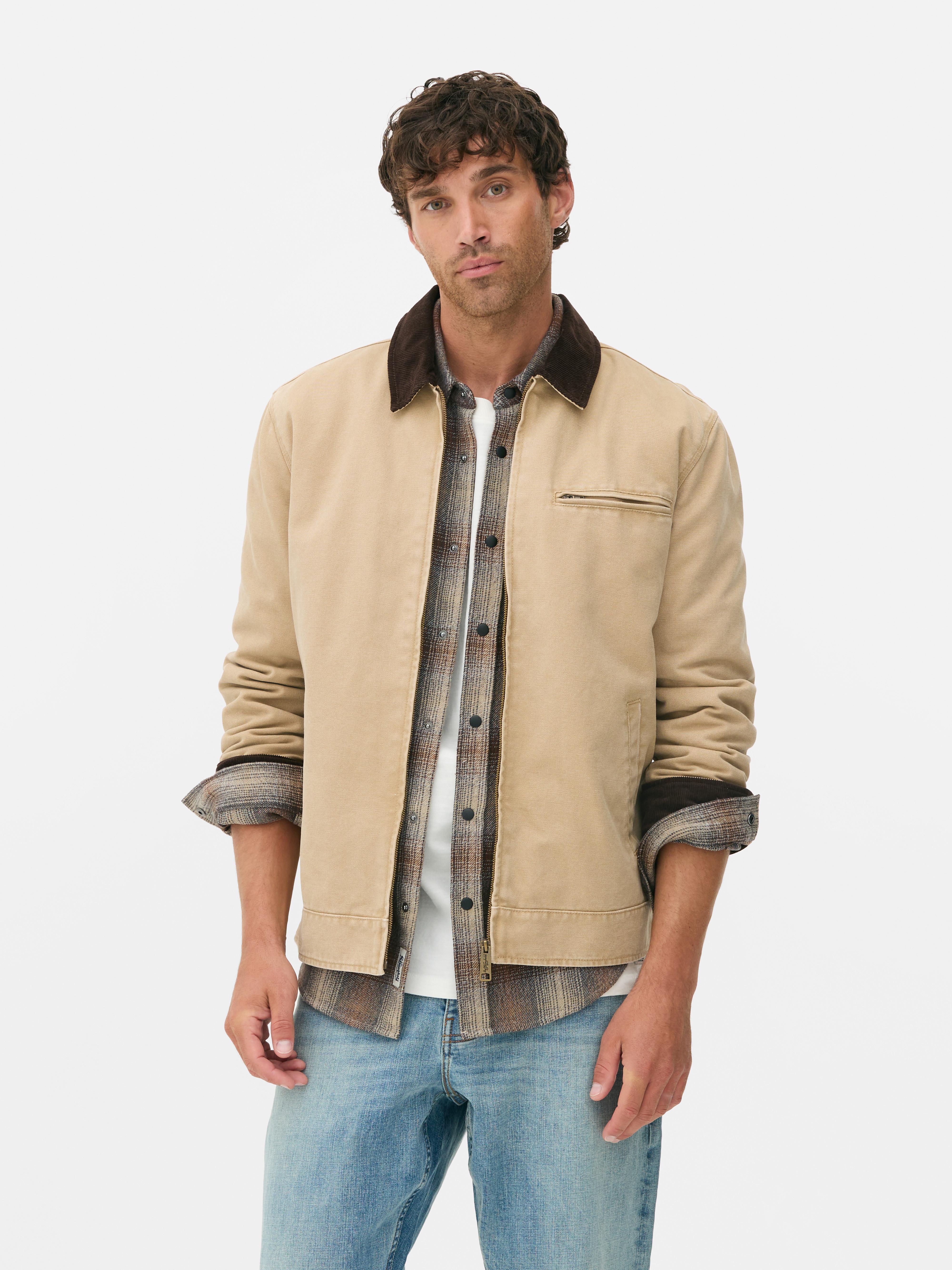 Mens Sand The Stronghold Corduroy Collar Jacket Primark