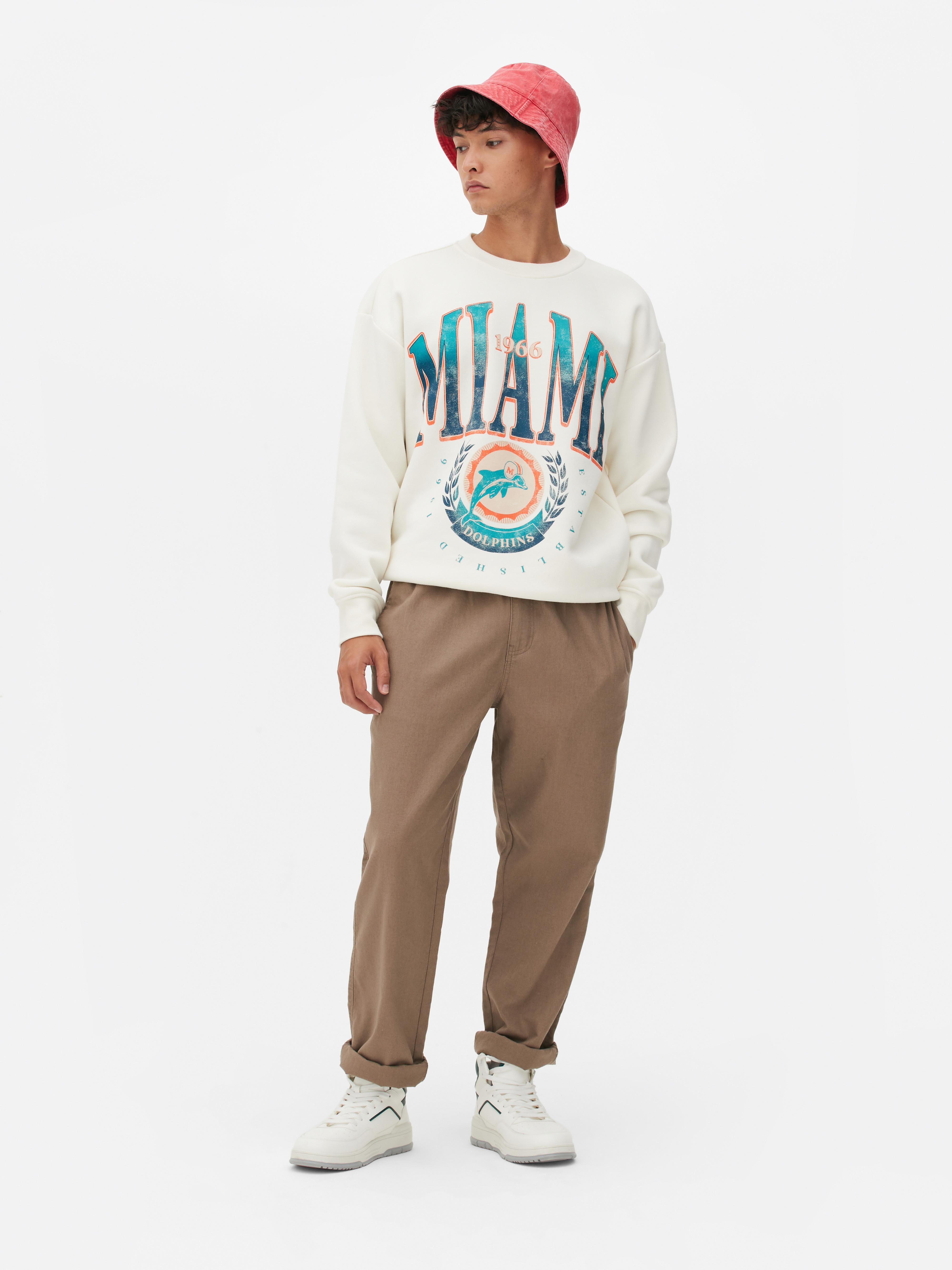 Men s Ivory NFL Miami Dolphins Graphic Sweatshirt Primark