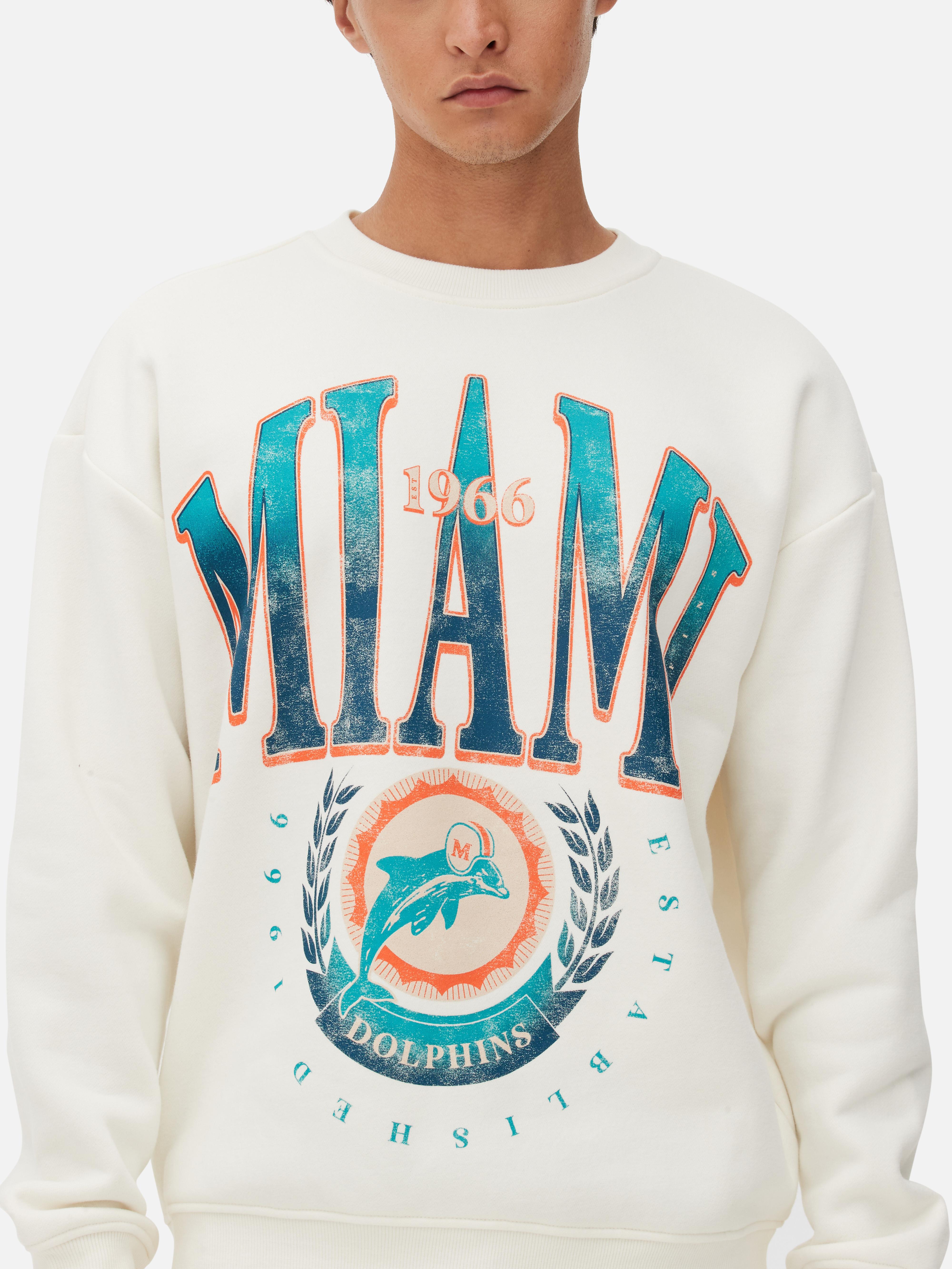 Men s Ivory NFL Miami Dolphins Graphic Sweatshirt Primark