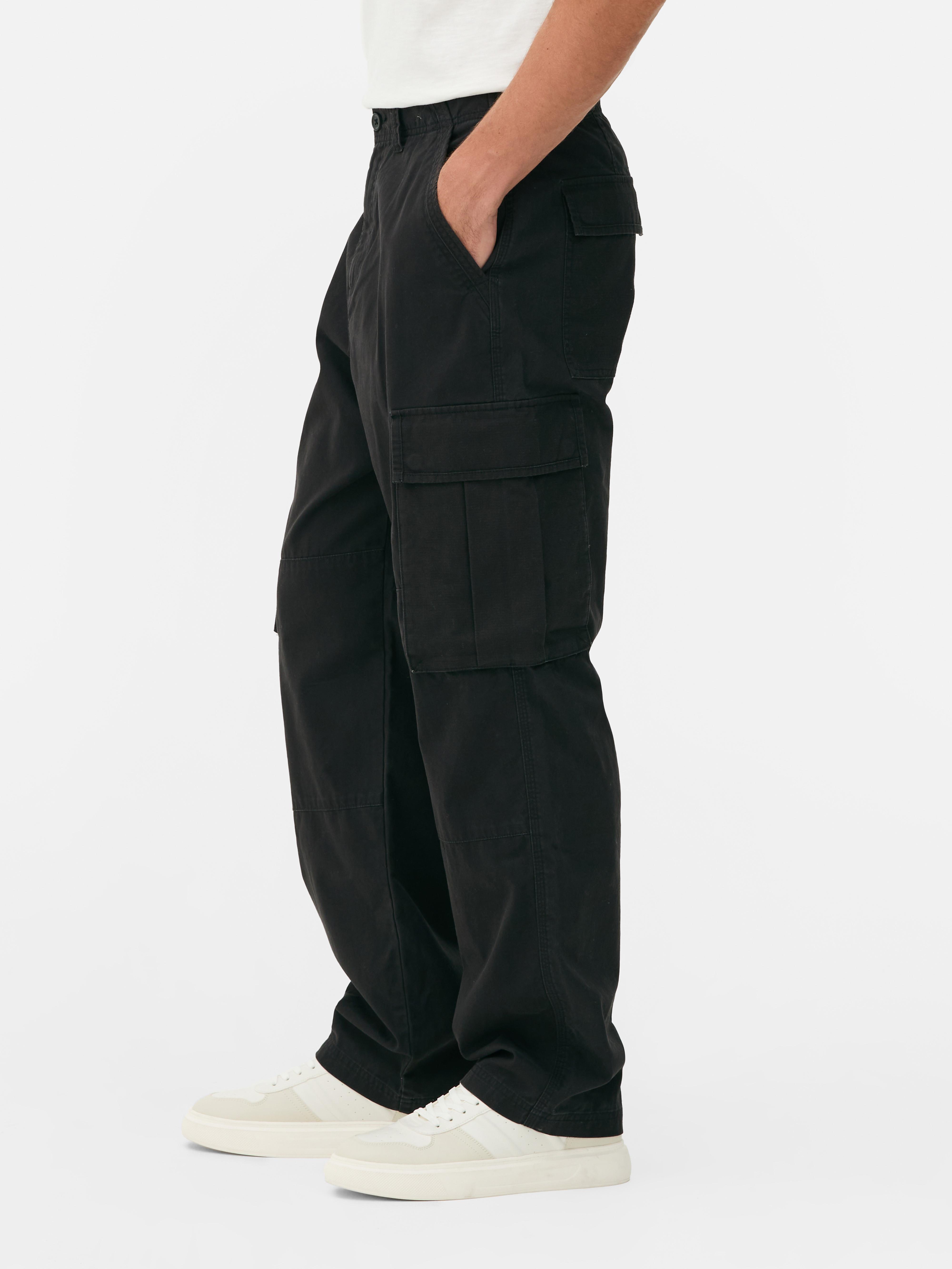 Pantalón Cargo Primark The Stronghold Directo Leg Para Hombre - Negro - Corte Recto Y Moderno