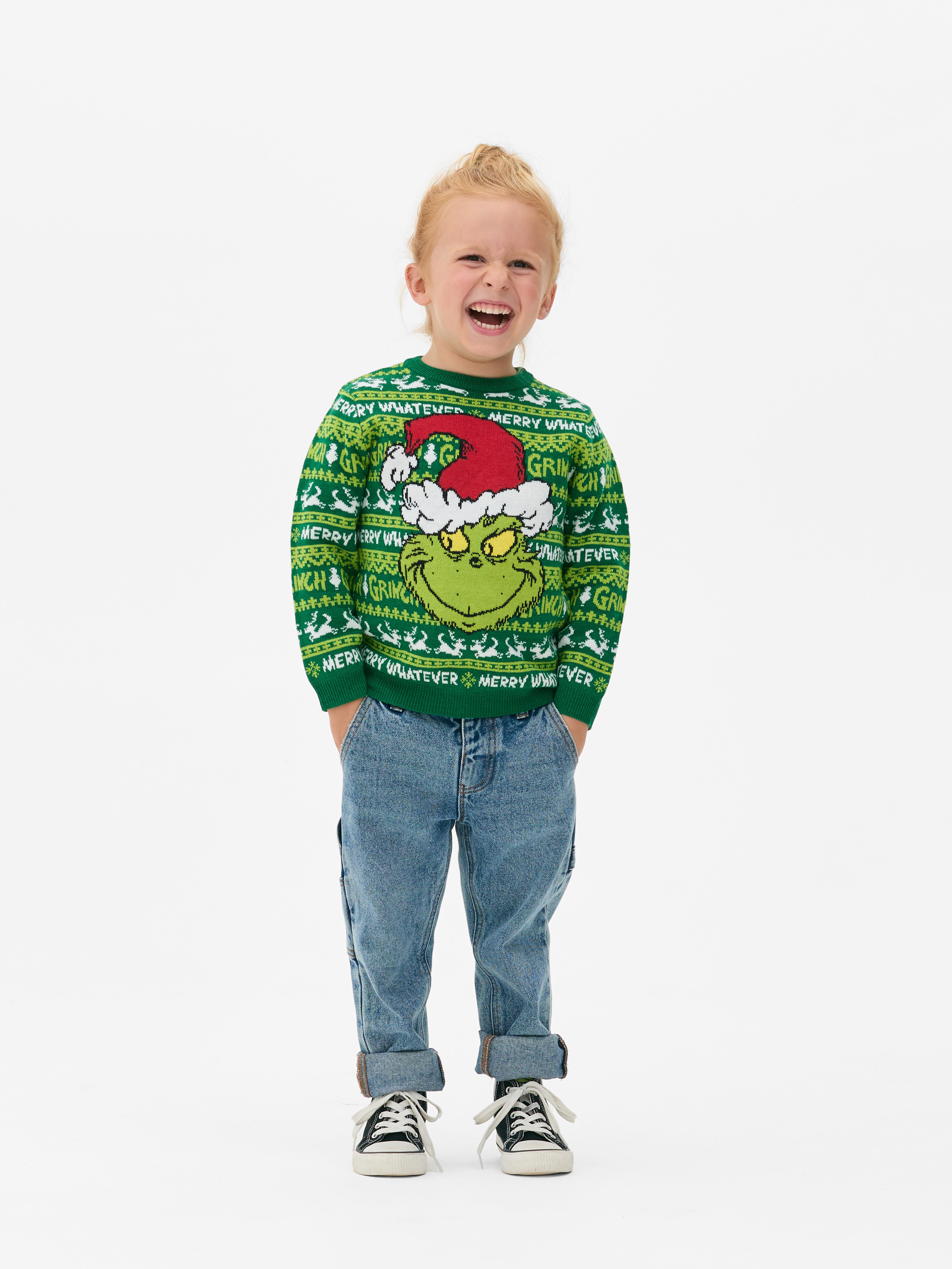 Boys Green Younger Kids The Grinch Christmas Jumper Primark