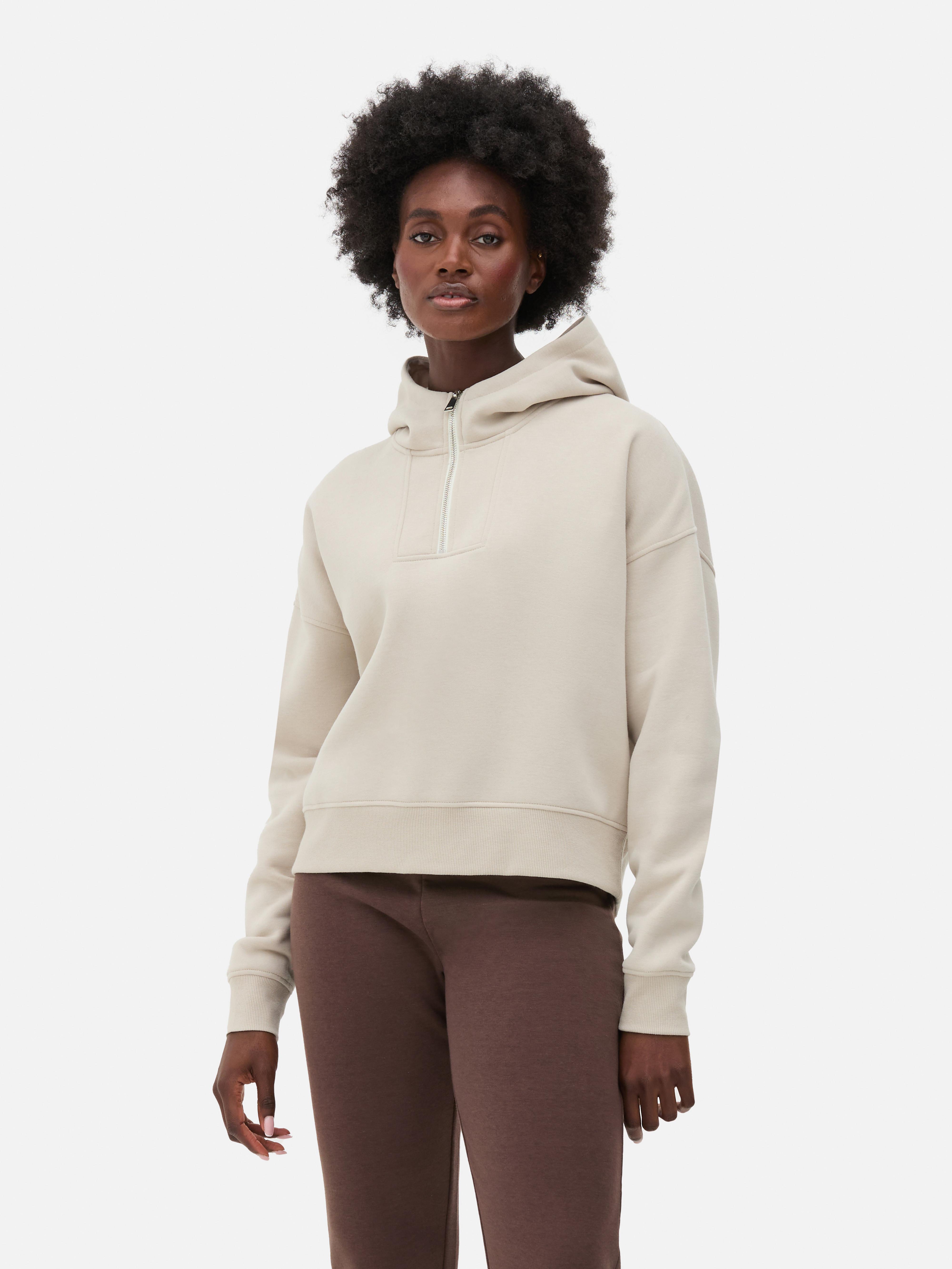 Felpa con mezza zip clearance