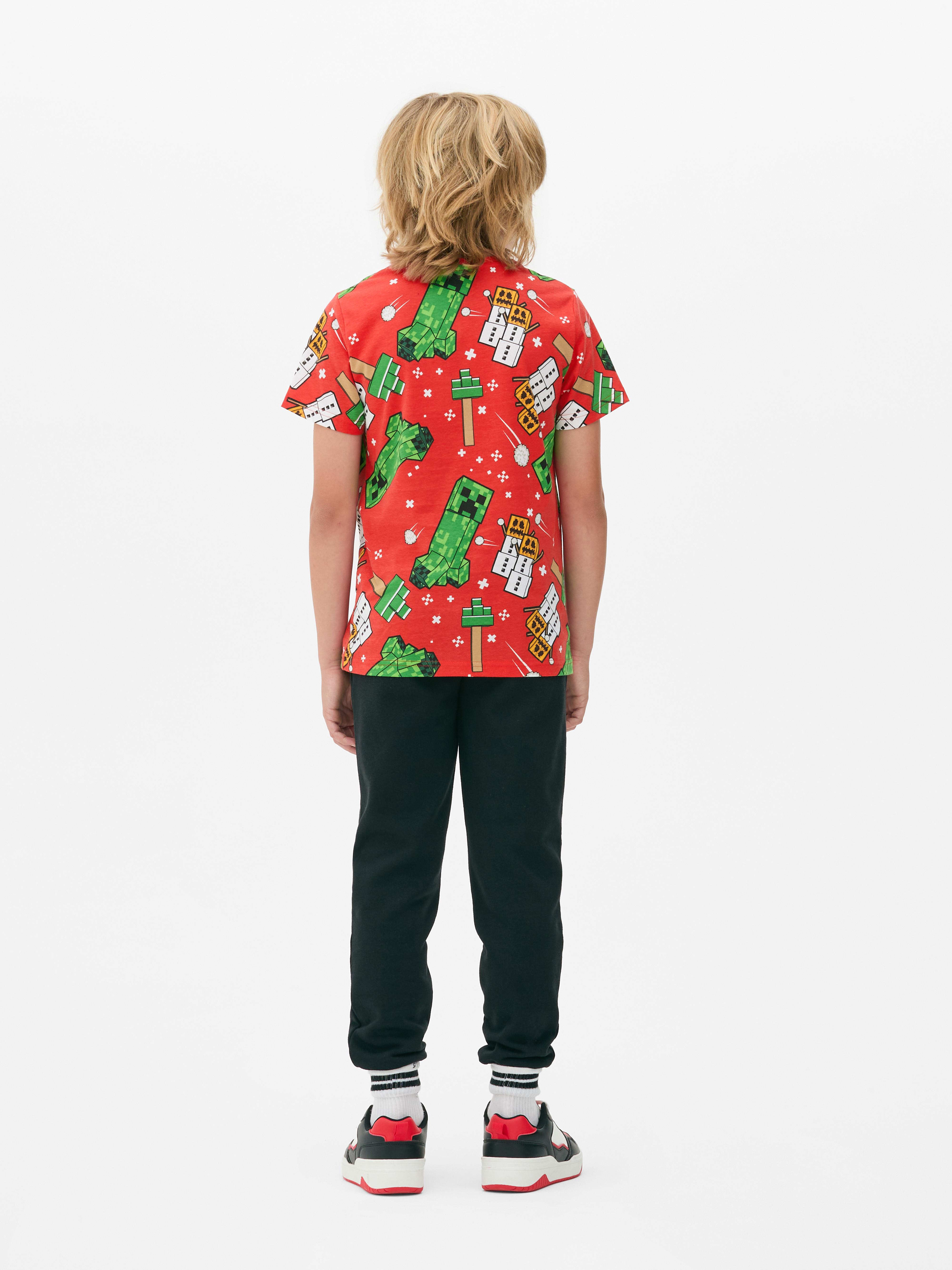 Boys Red Minecraft Christmas TShirt Primark
