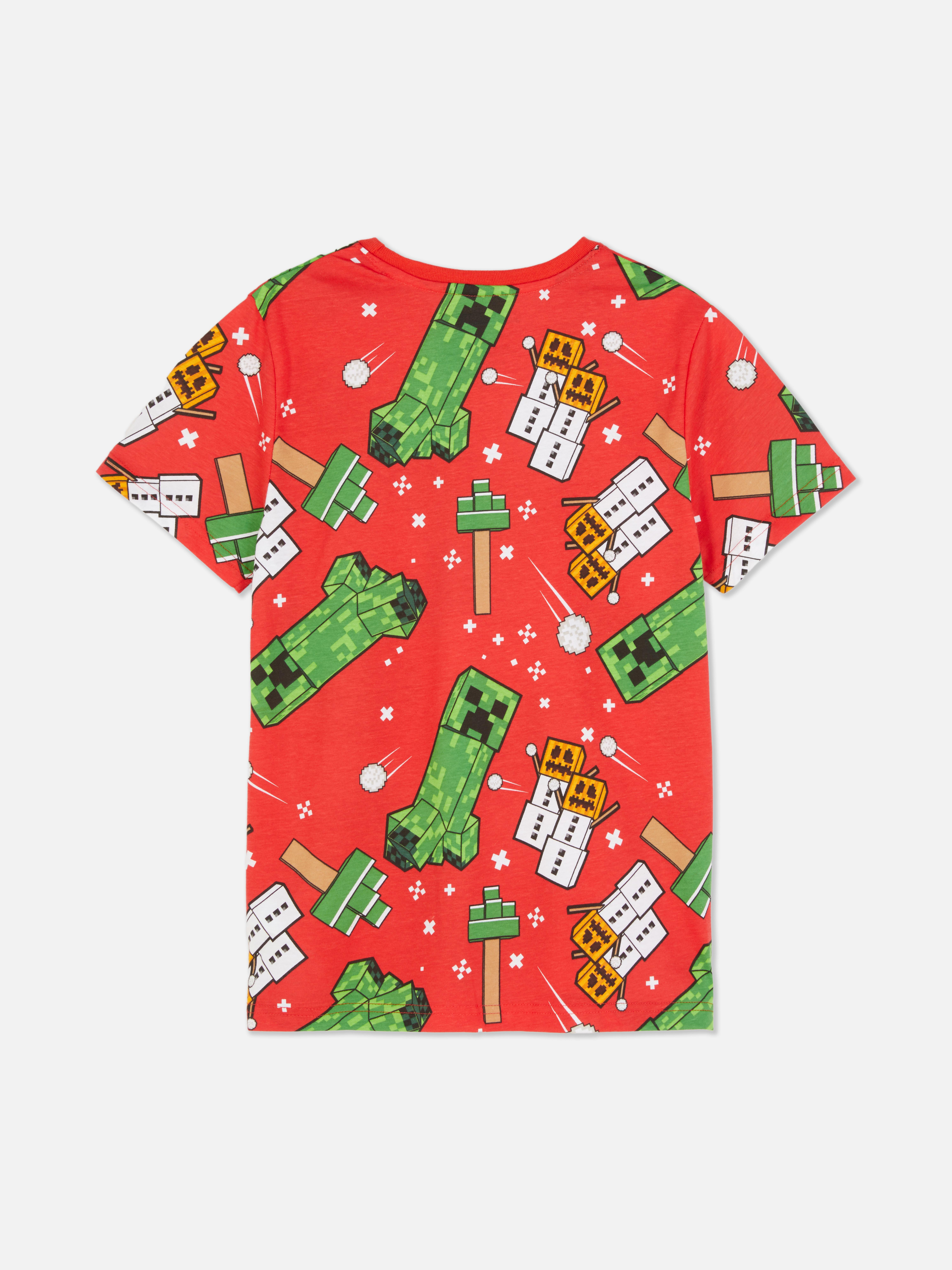 Boys Red Minecraft Christmas TShirt Primark