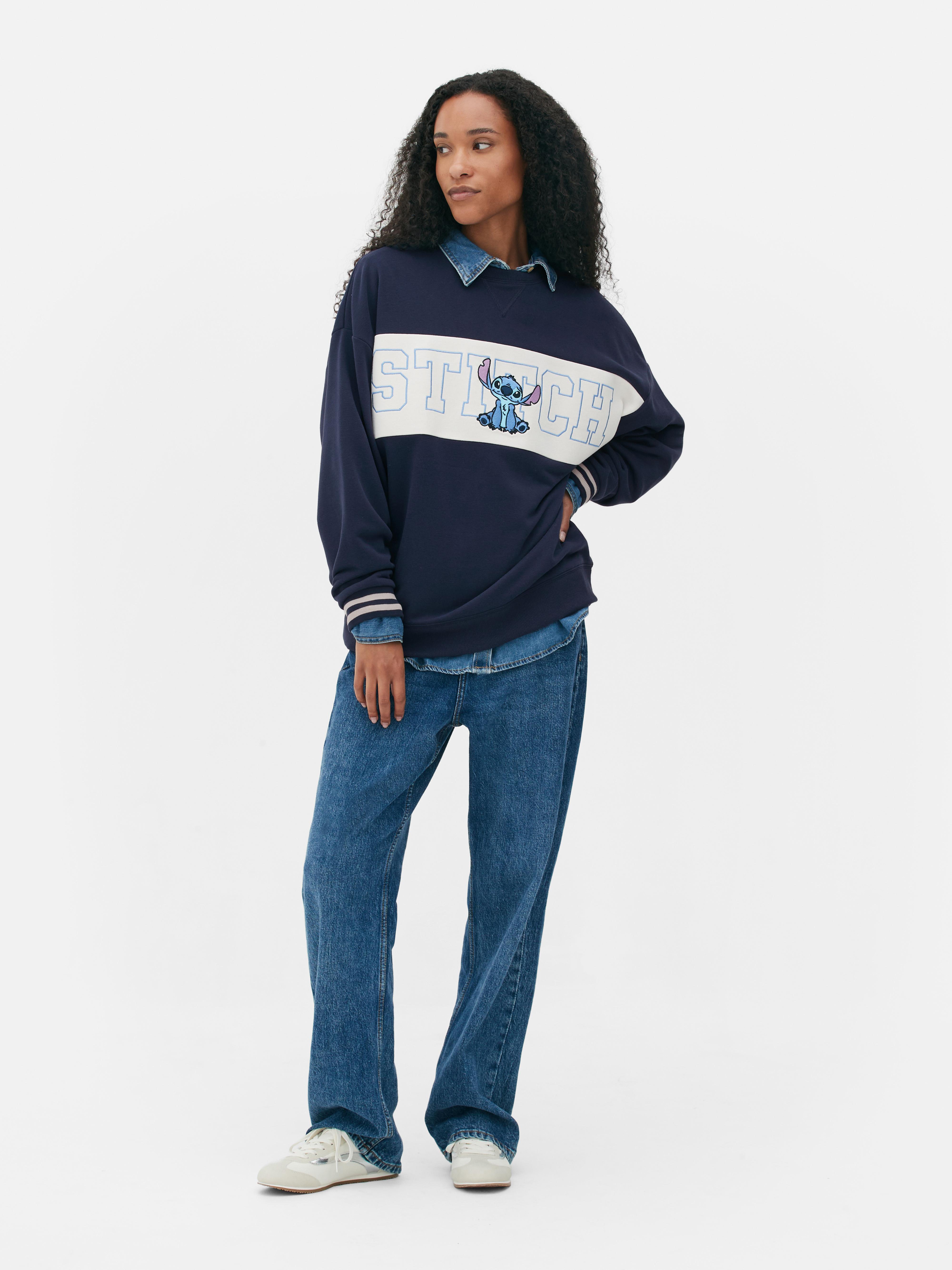 Womens Navy Disney s Stitch Contrast Text Sweatshirt Primark