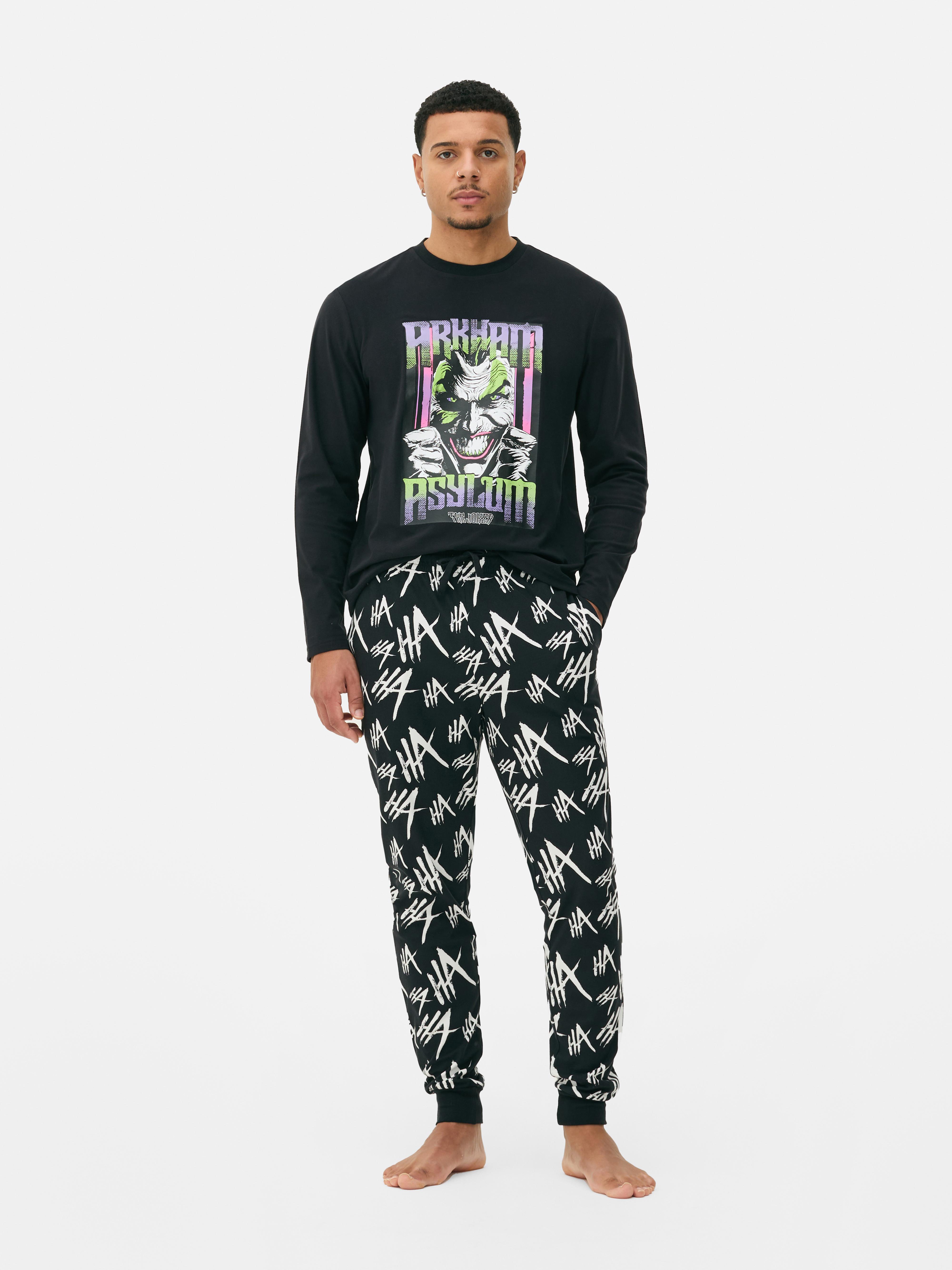 Men s Black Joker Arkham Asylum Pajama Set Primark