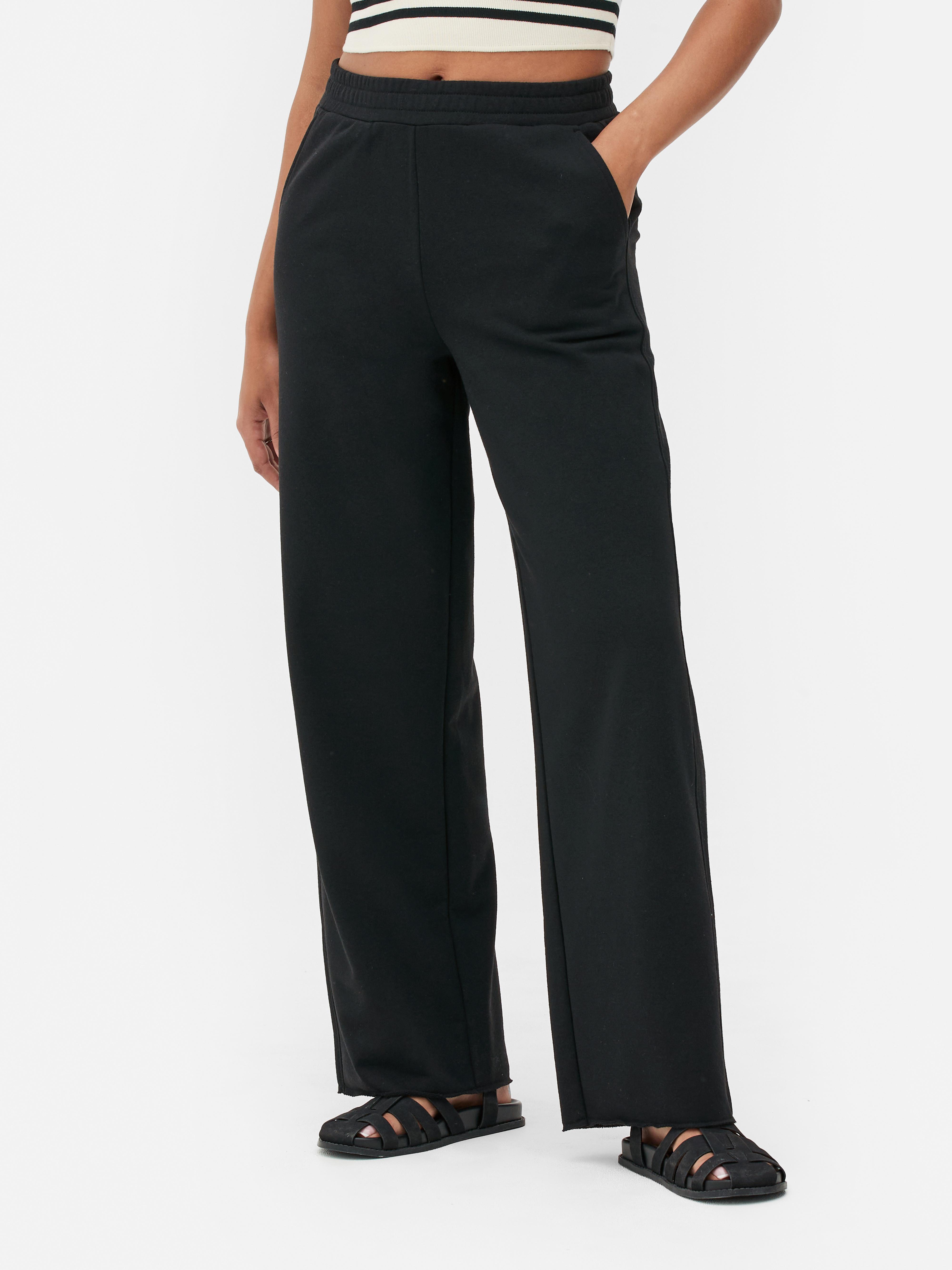 Women's Black Mid-Rise Wide Leg Joggers | Primark