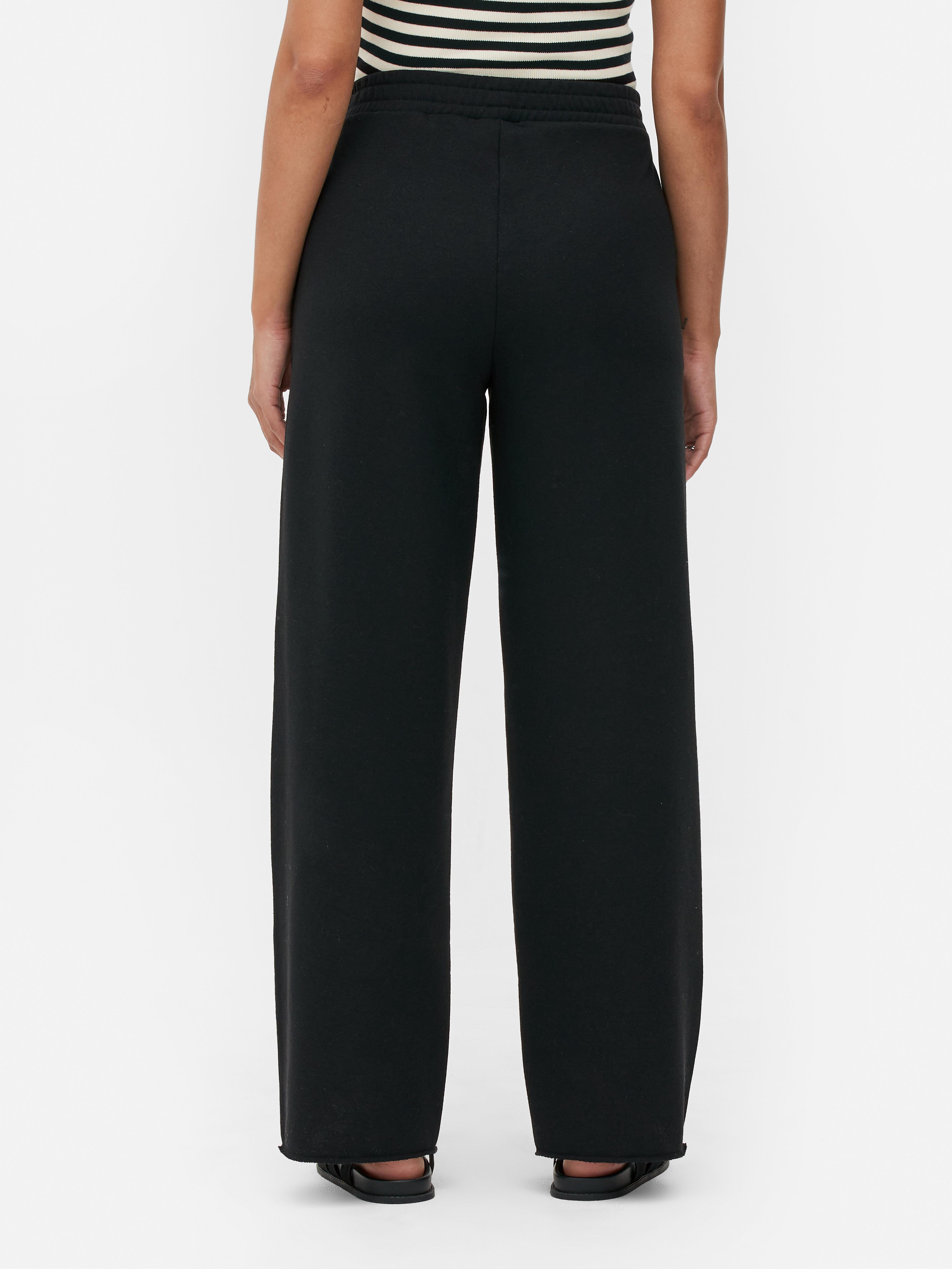 Womens Black Mid-Rise Wide Leg Joggers | Primark