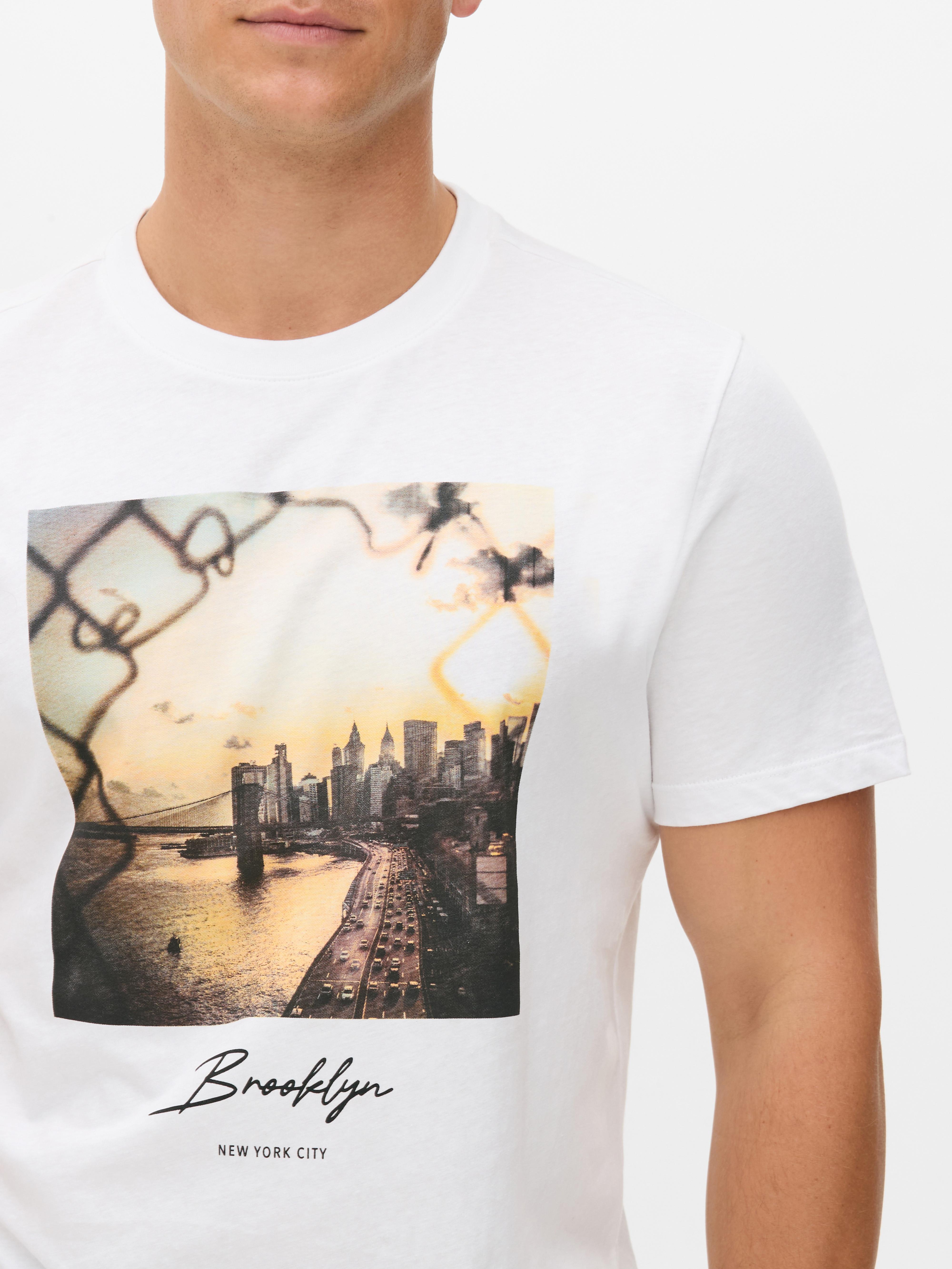 Mens White Brooklyn Photo Print T Shirt Primark