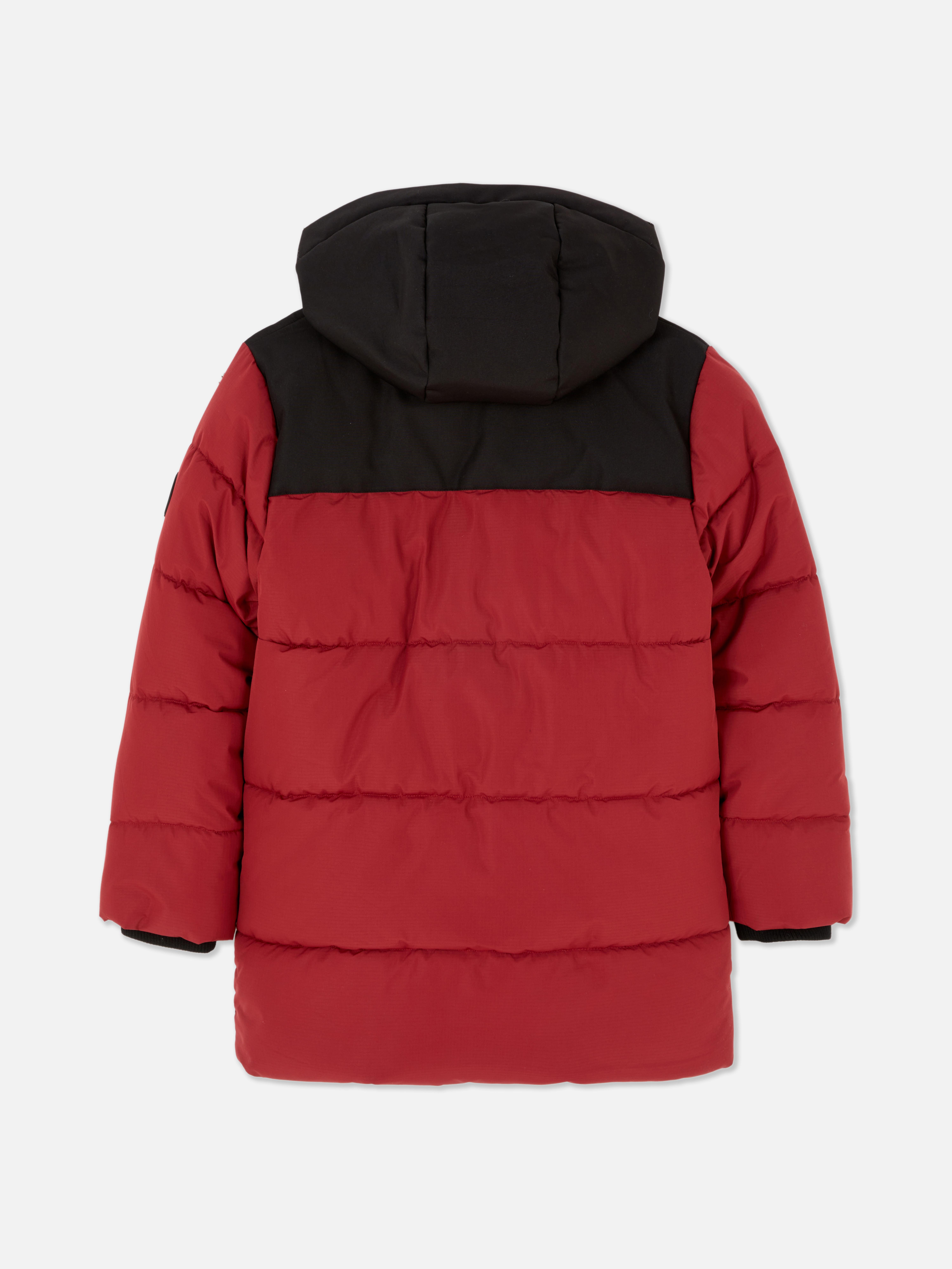 Boys Dark Red Hooded Puffer Jacket Primark