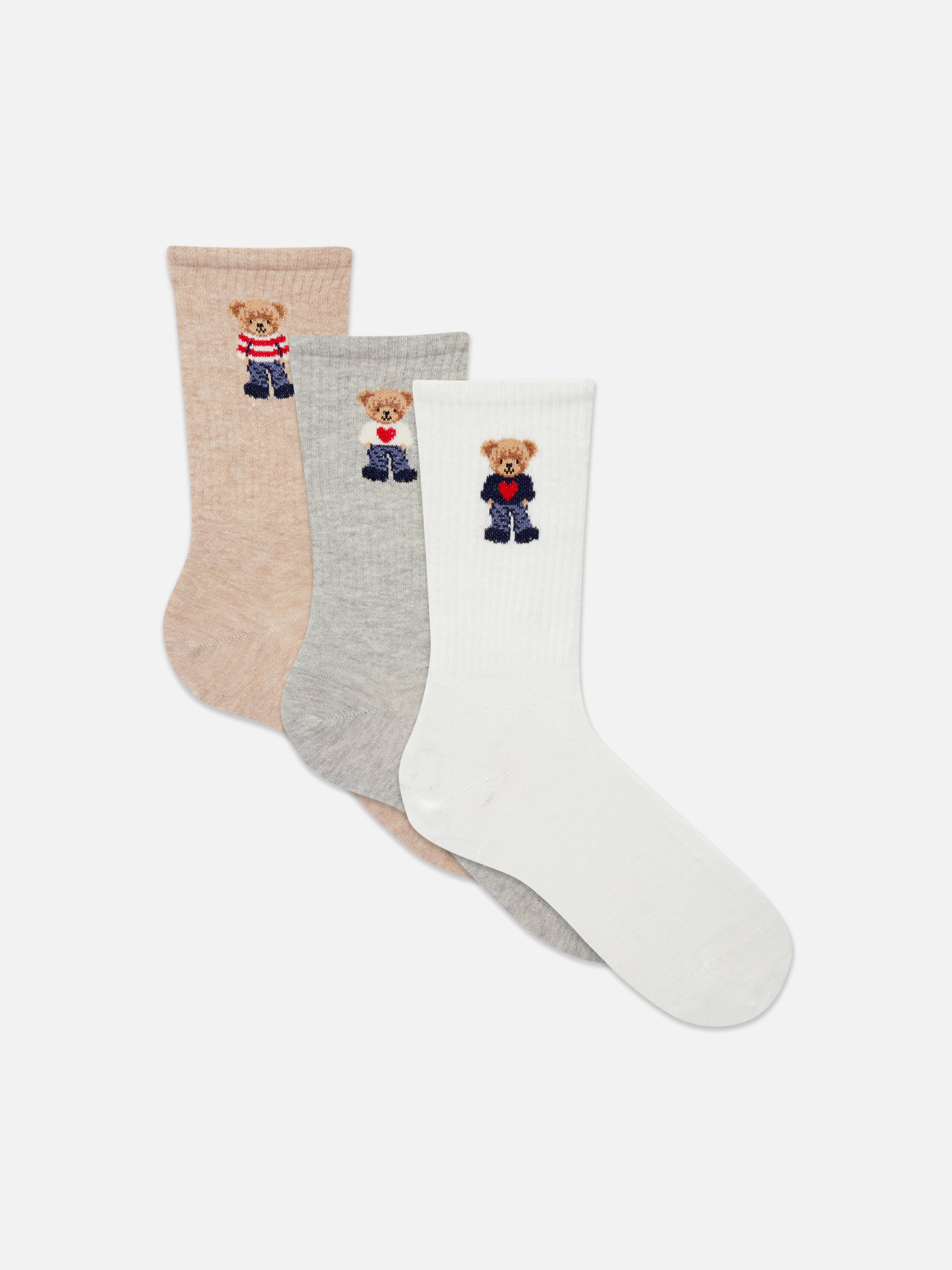 3 páry ponožek s medvídkem