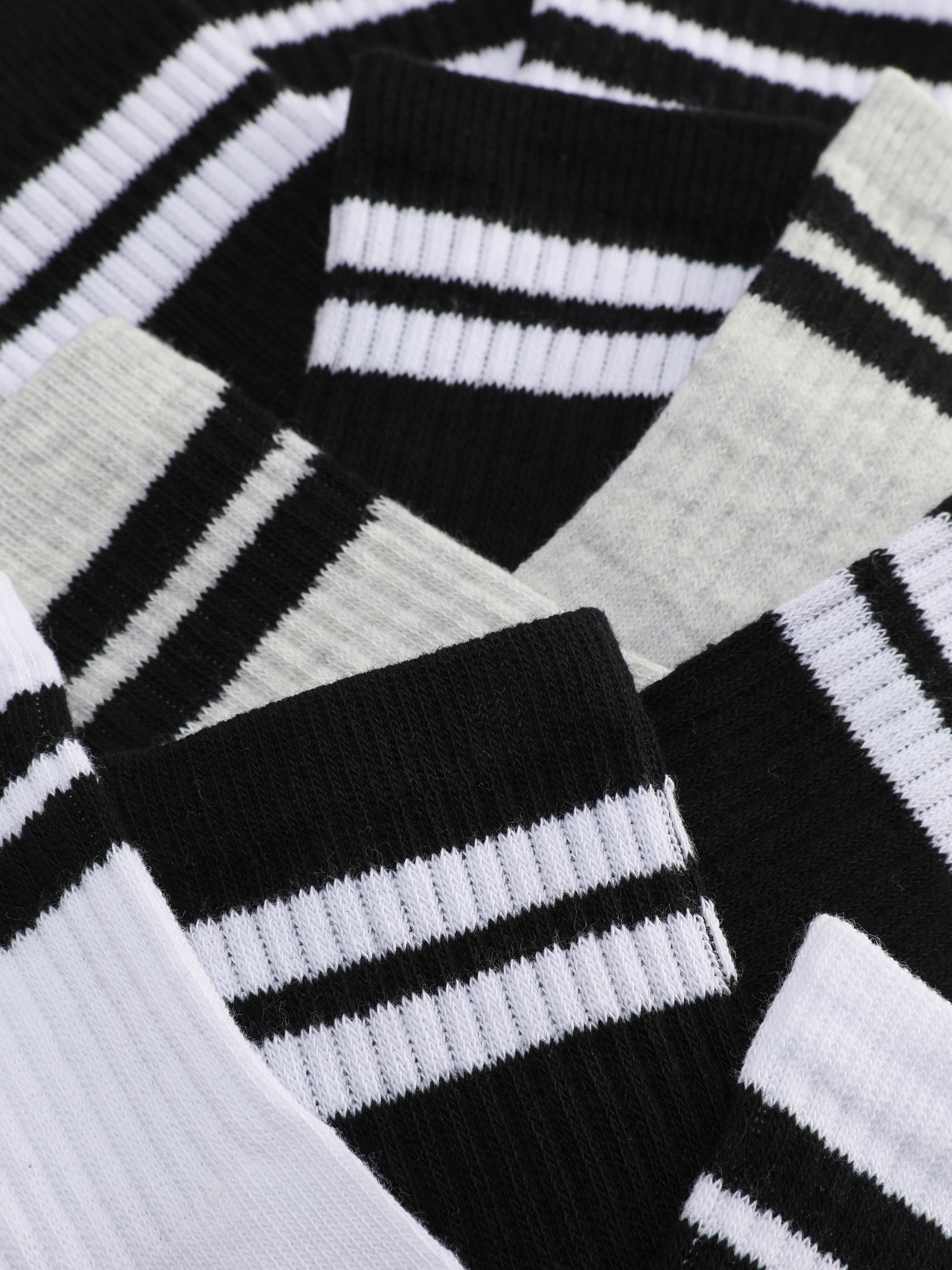 5pk Stripe Ankle Sports Crew Socks