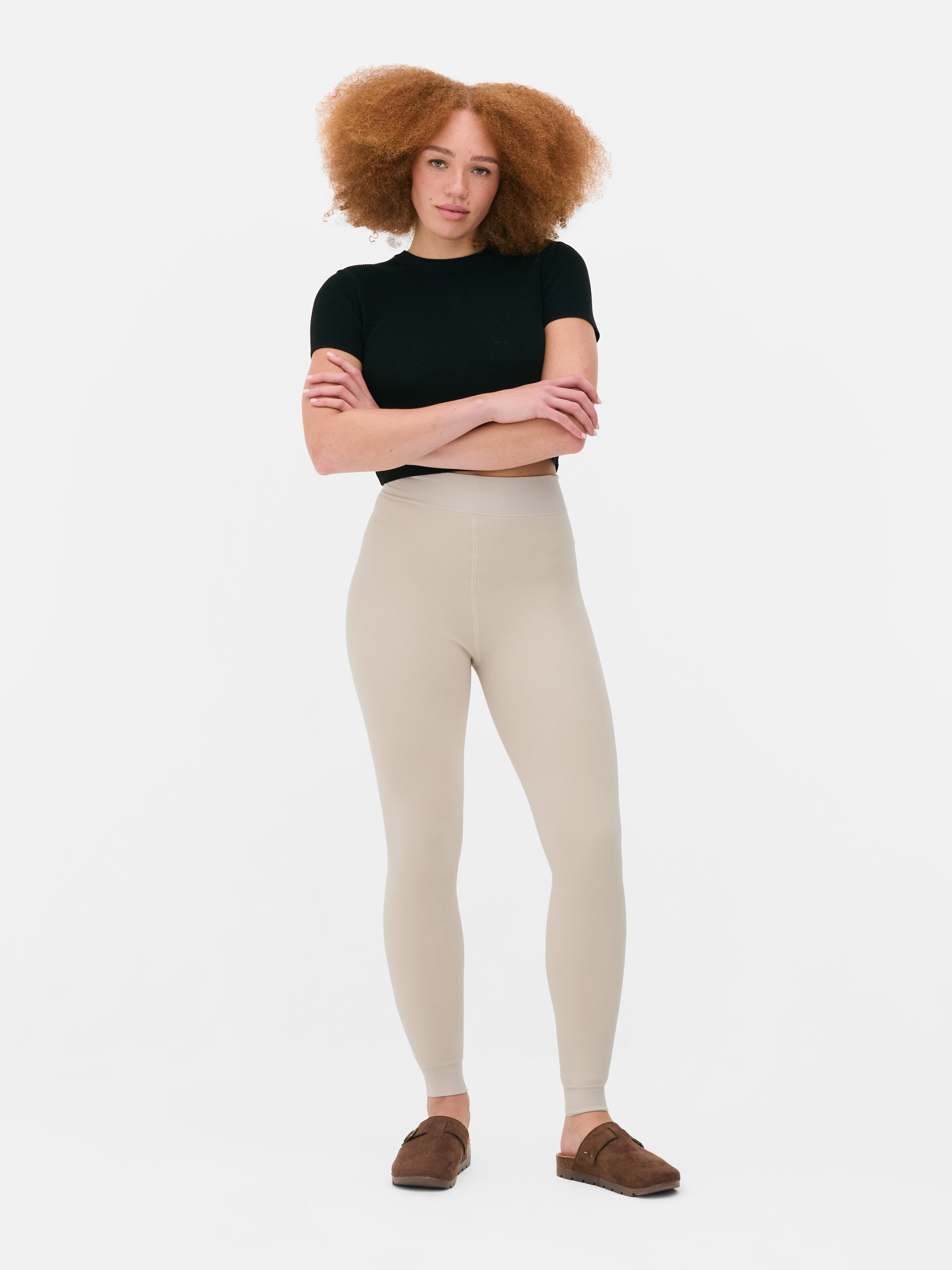 Women s Sand Velvet Plush Lined Leggings Primark