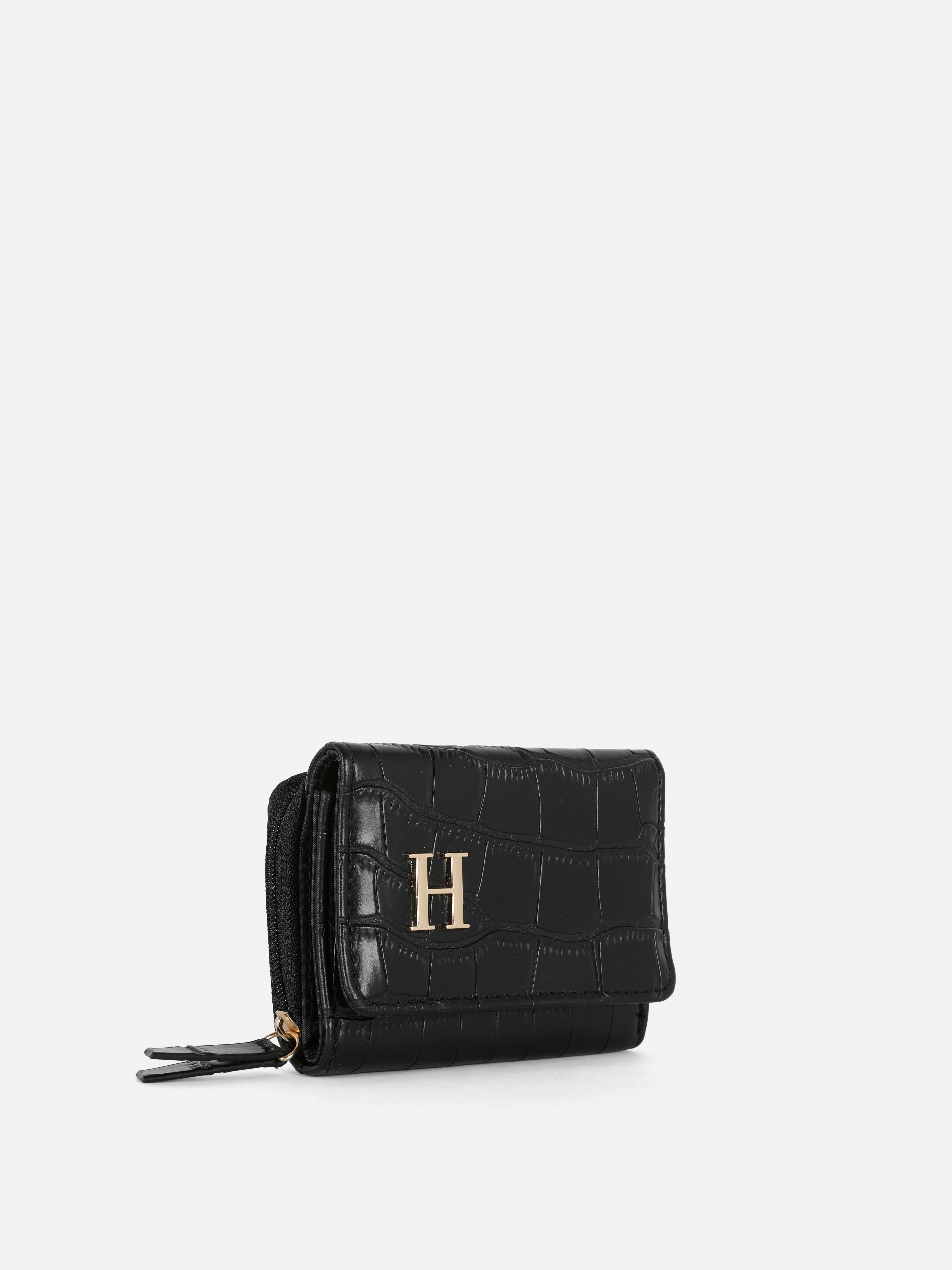 Műkrokodilbőr hatású, monogramos pénztárca