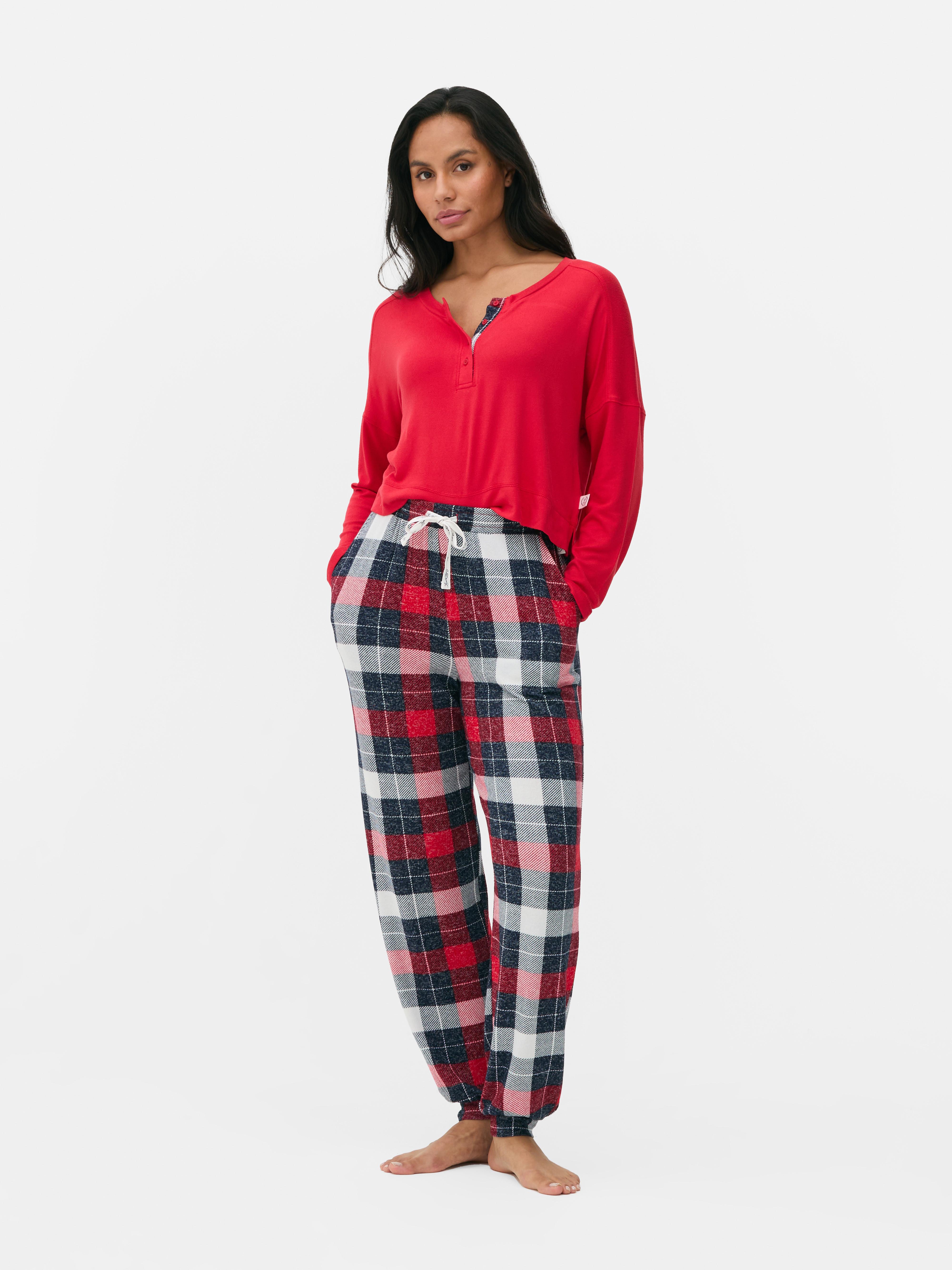 Women s Red Cozy Check Pajama Bottoms Primark