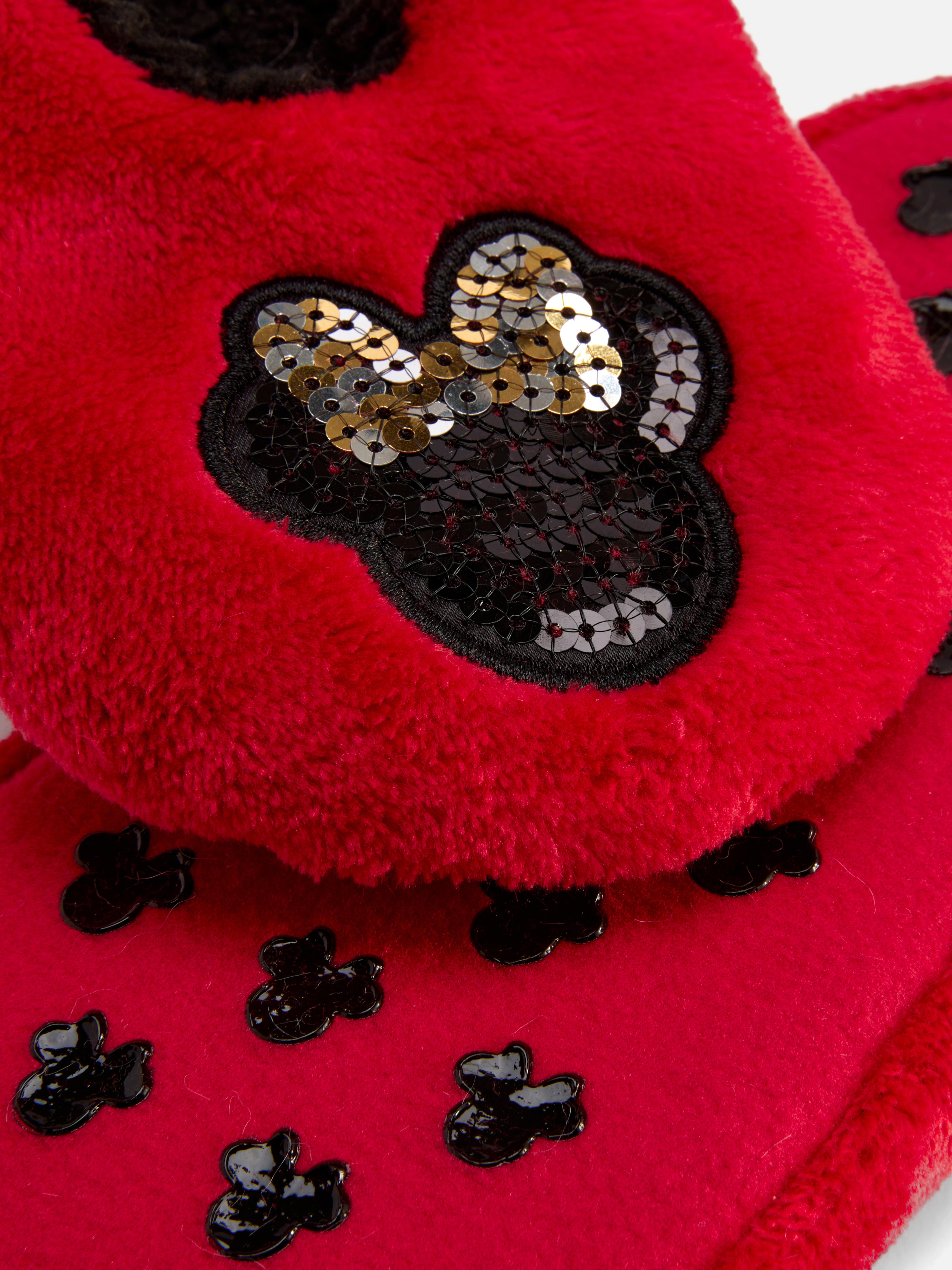 Girls Red Disney s Minnie Mouse Footie Slippers Primark
