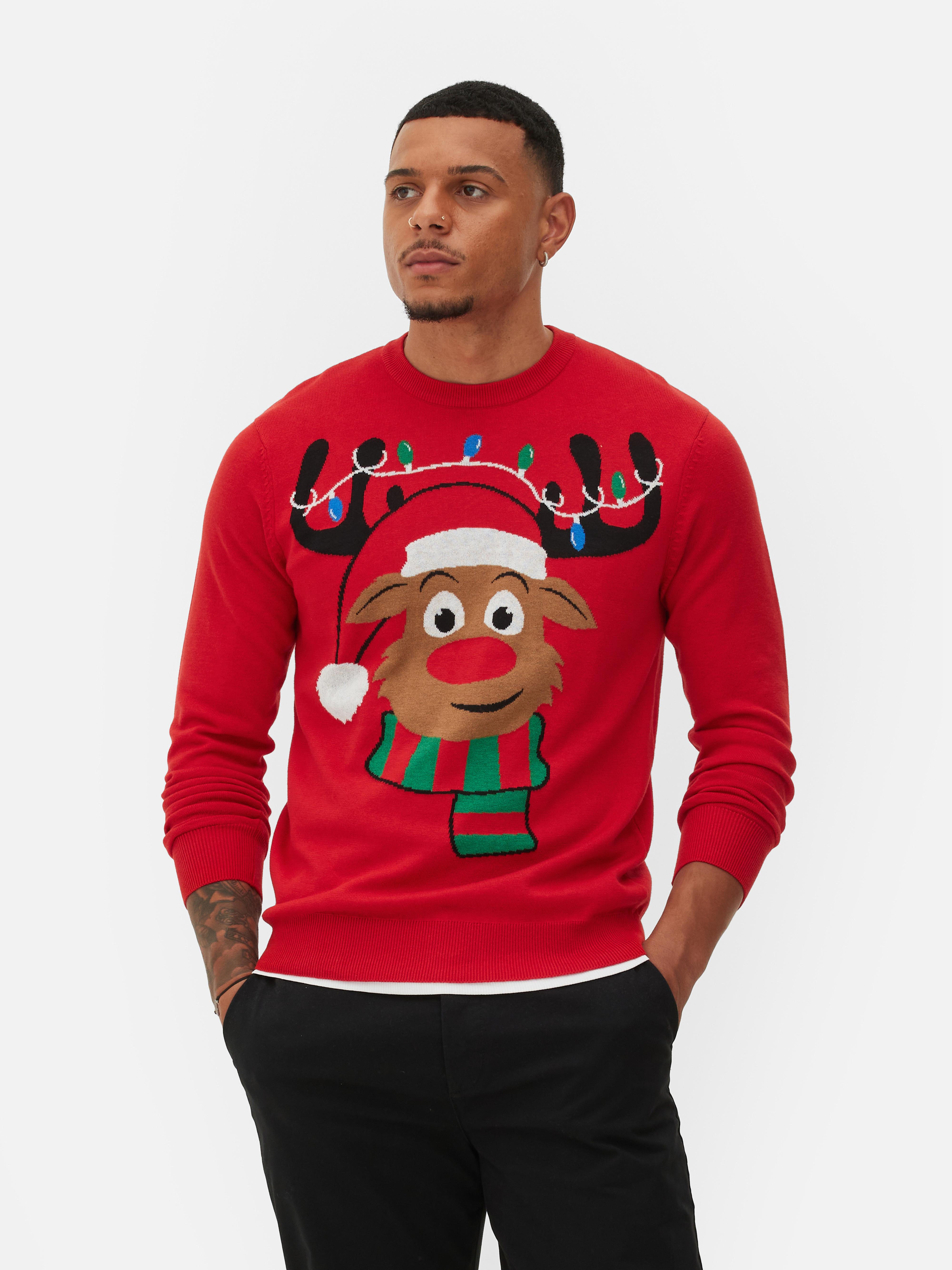 Men s Red Men s Reindeer Christmas Jumper Penneys