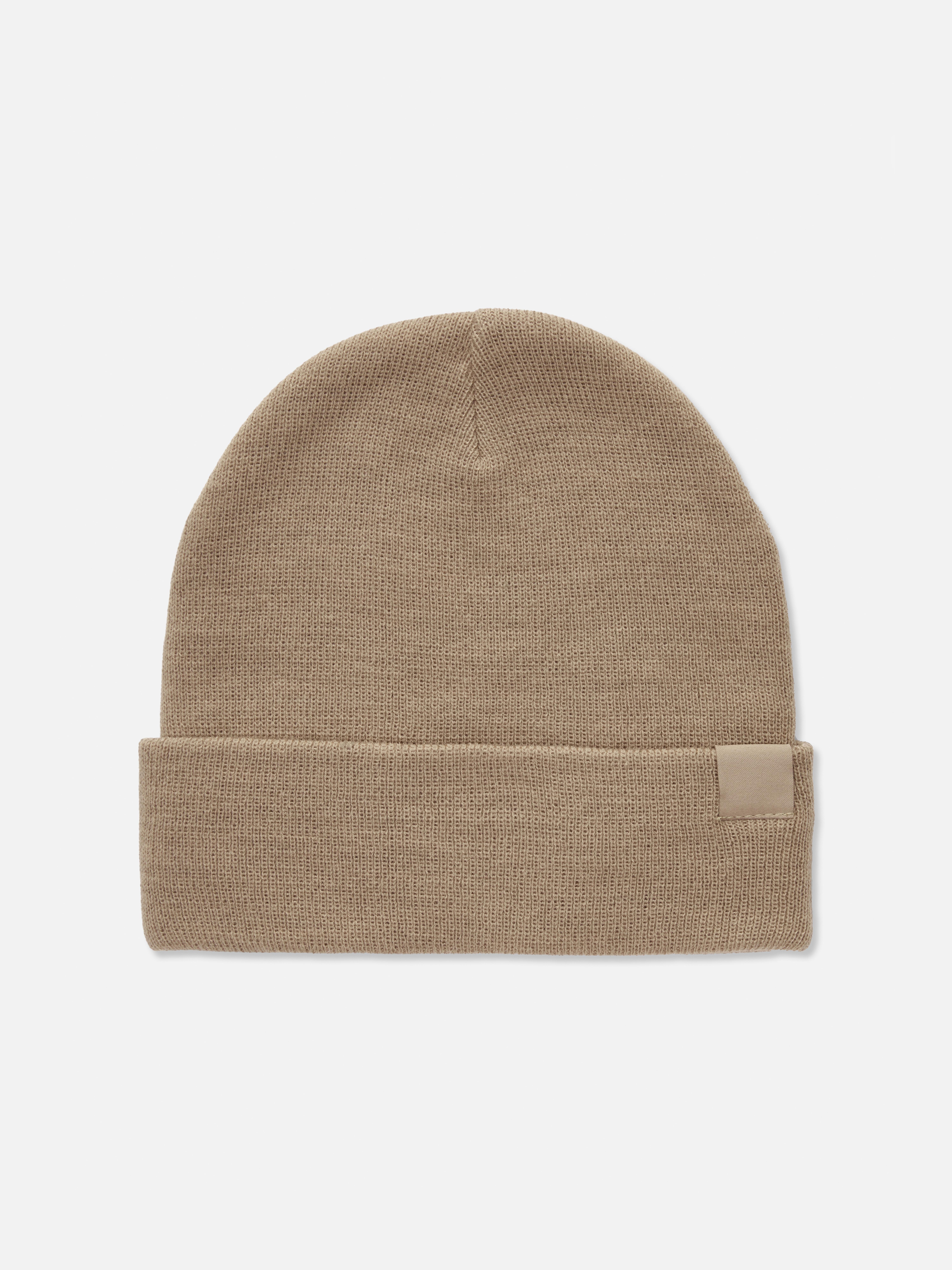 Fine Knit Turn-Up Beanie Camel
