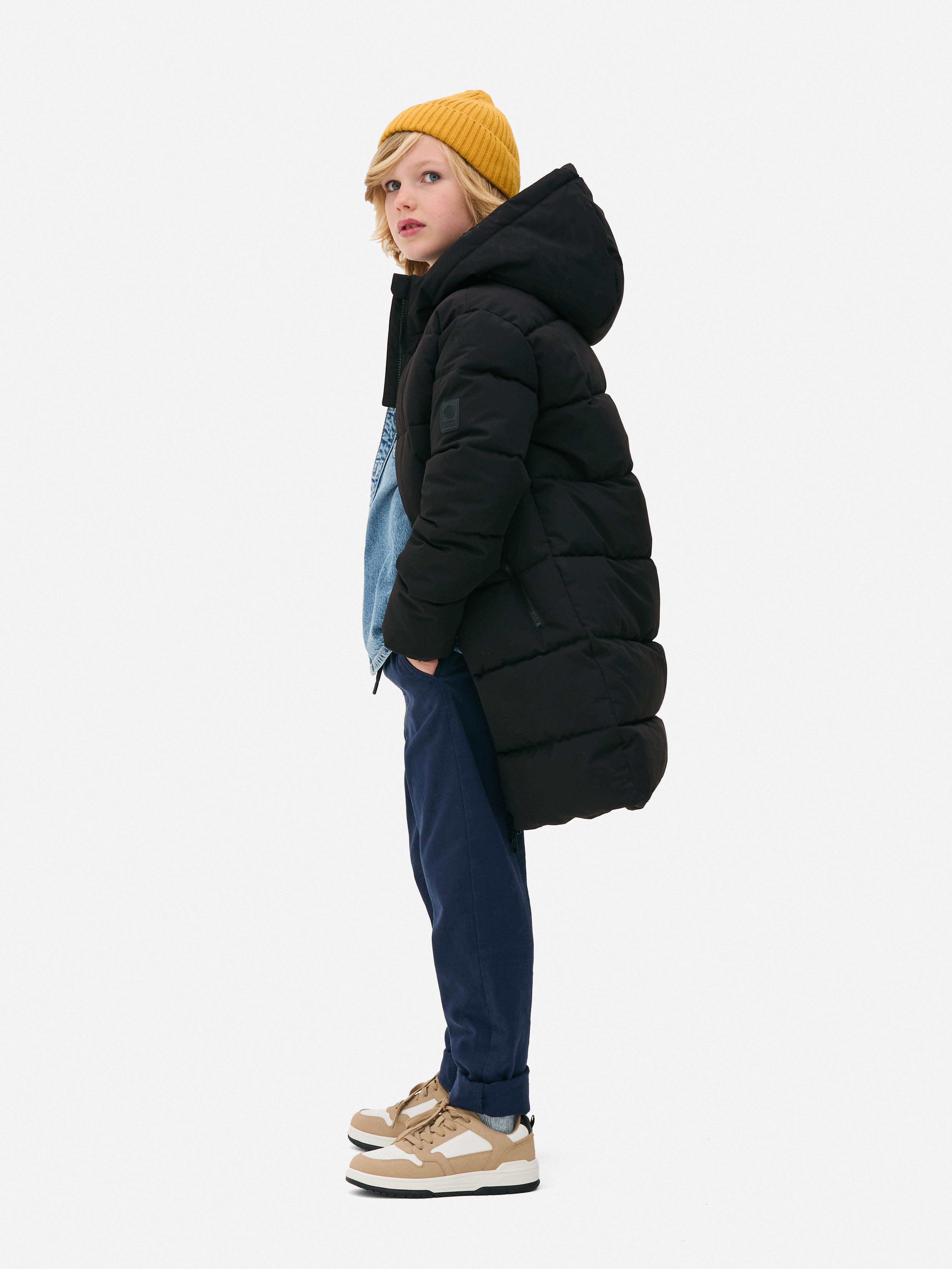 Boys Black Older Kids Long Puffer Jacket Primark