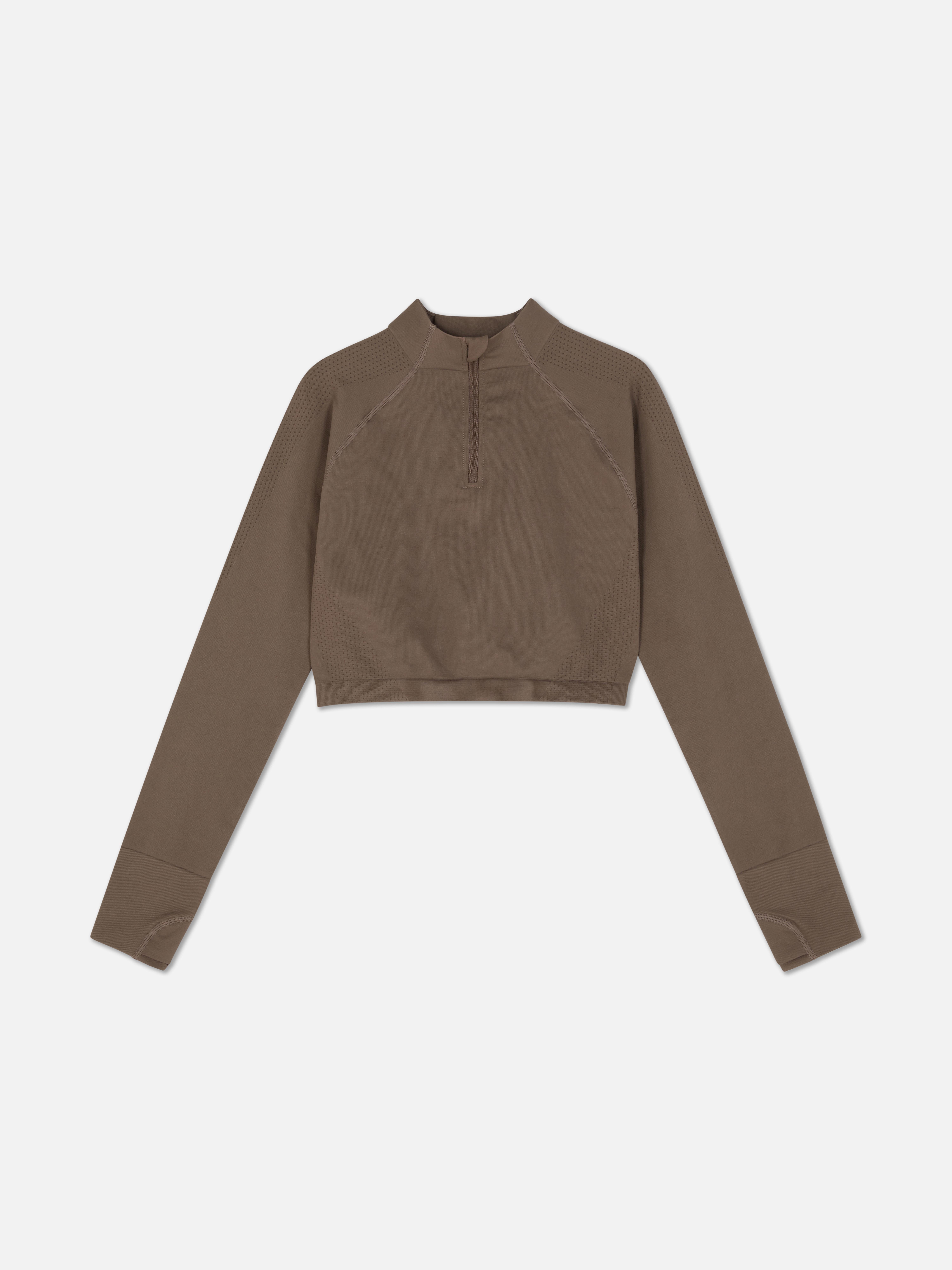 Women's Chocolate Seamless Contour Long Sleeve Gym Top Penneys