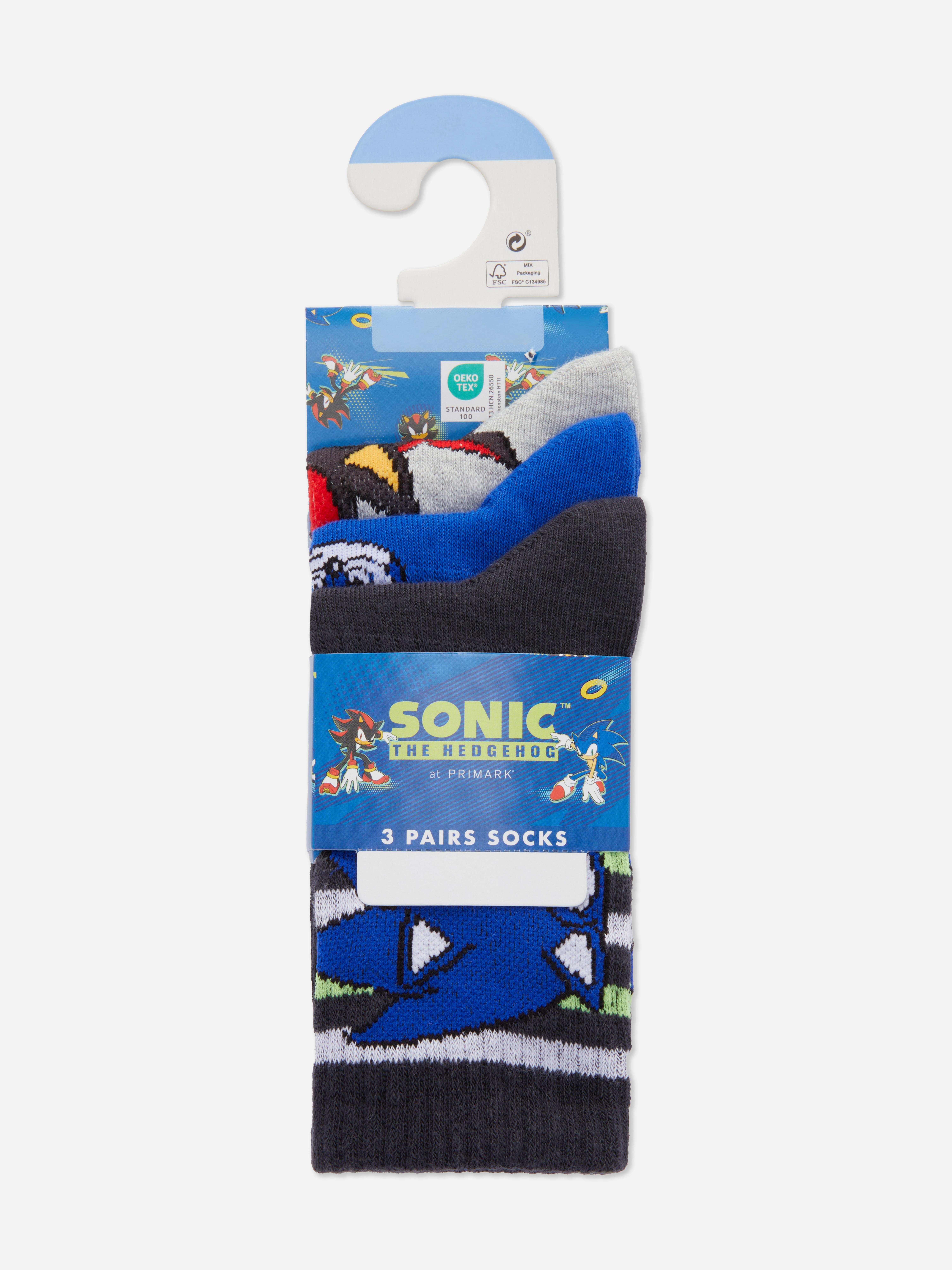 Boys Blue 3pk Sonic The Hedgehog Socks Primark
