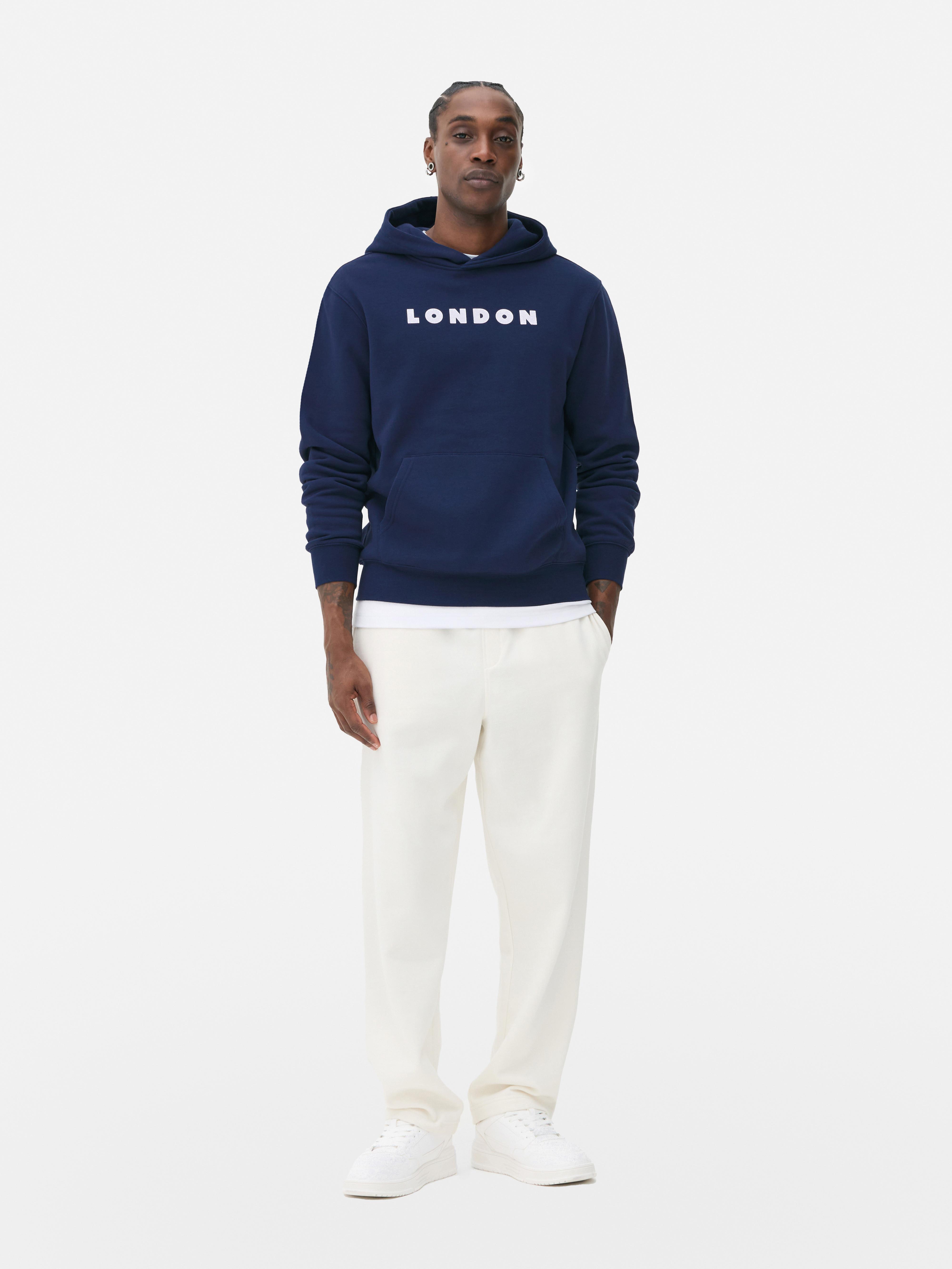 Mens Navy London Eye Graphic Hoodie Primark