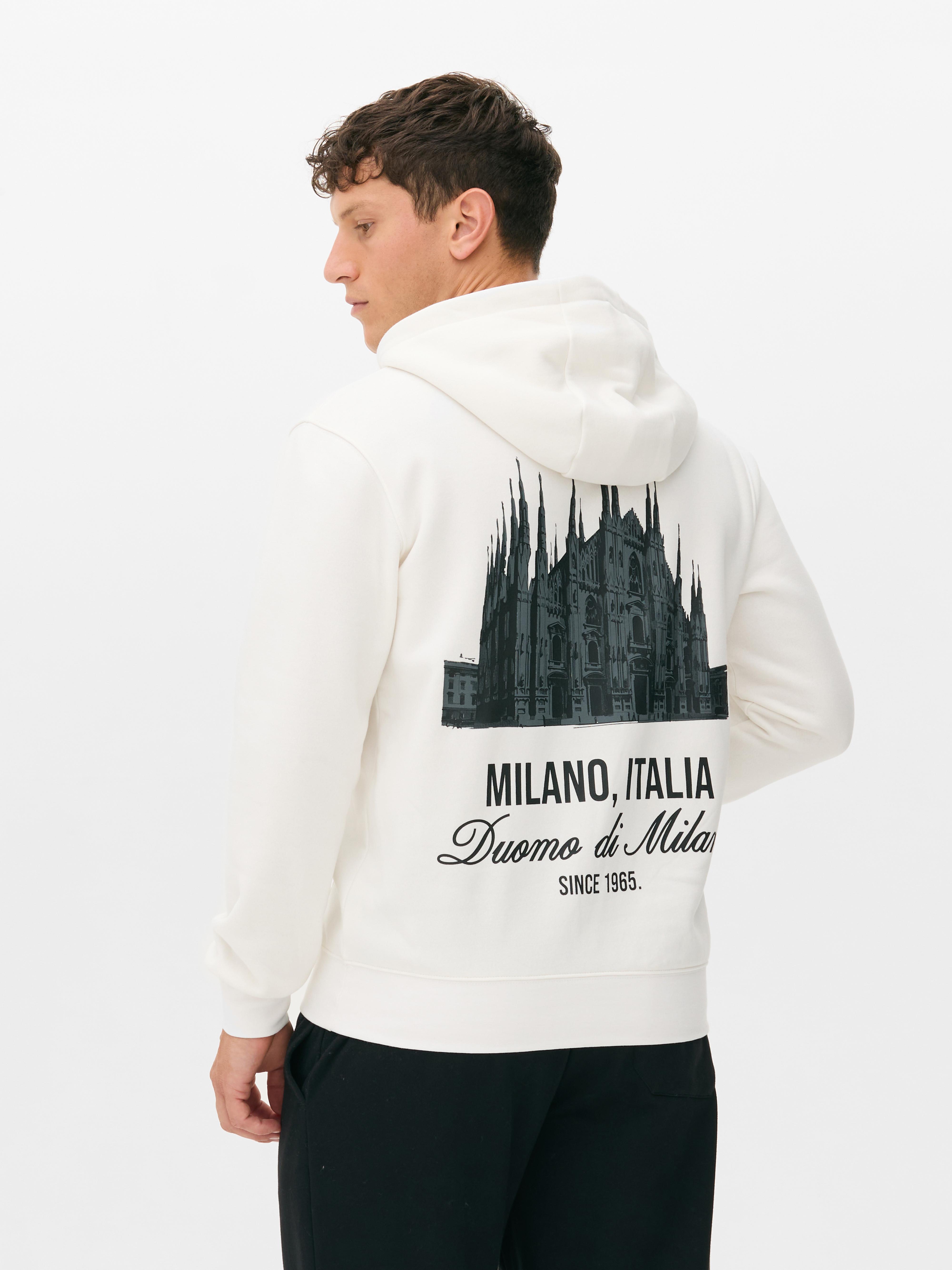 Felpa con cappuccio e grafica Milan