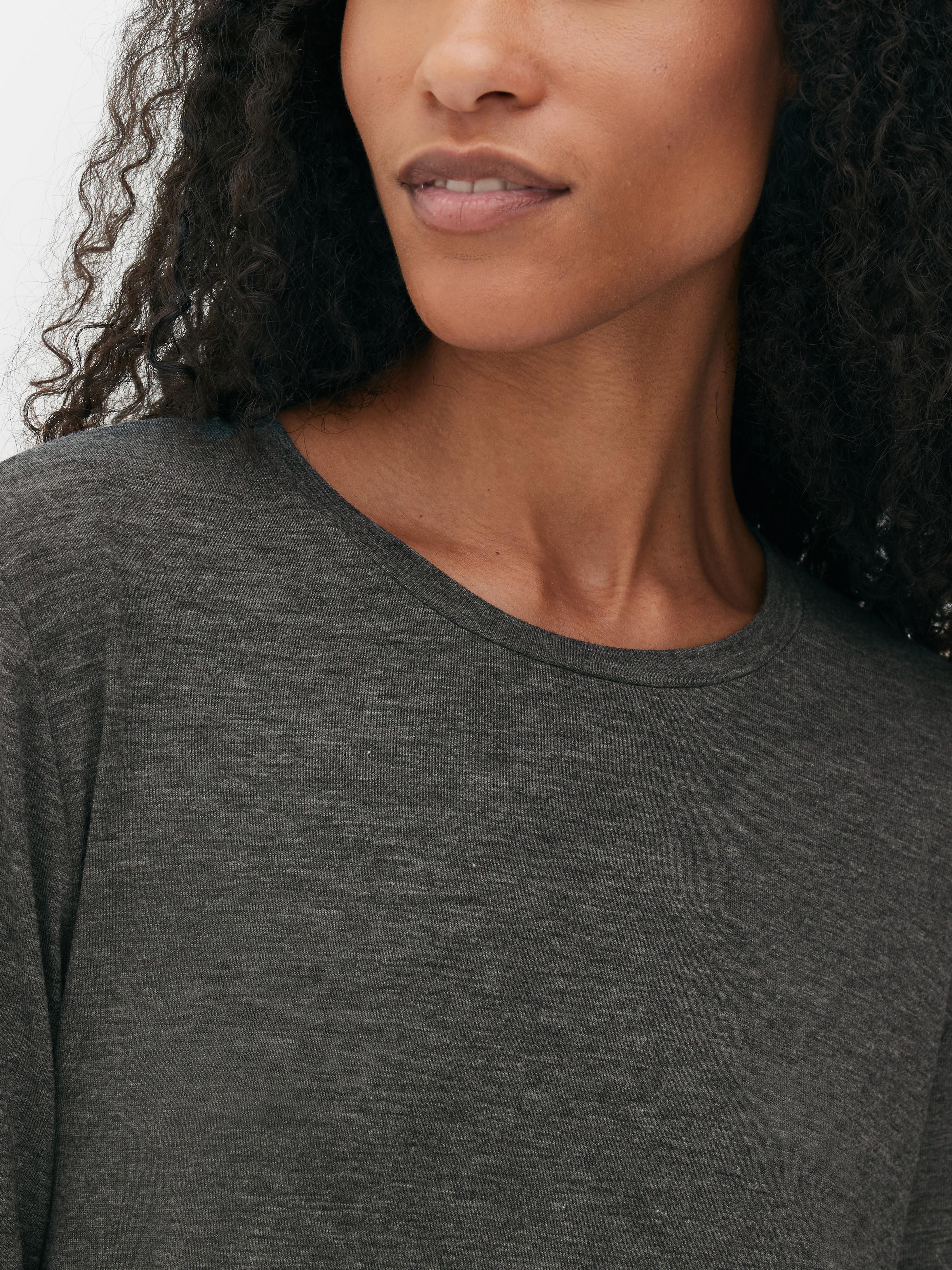 Long Sleeve Longline Curved Hem Top