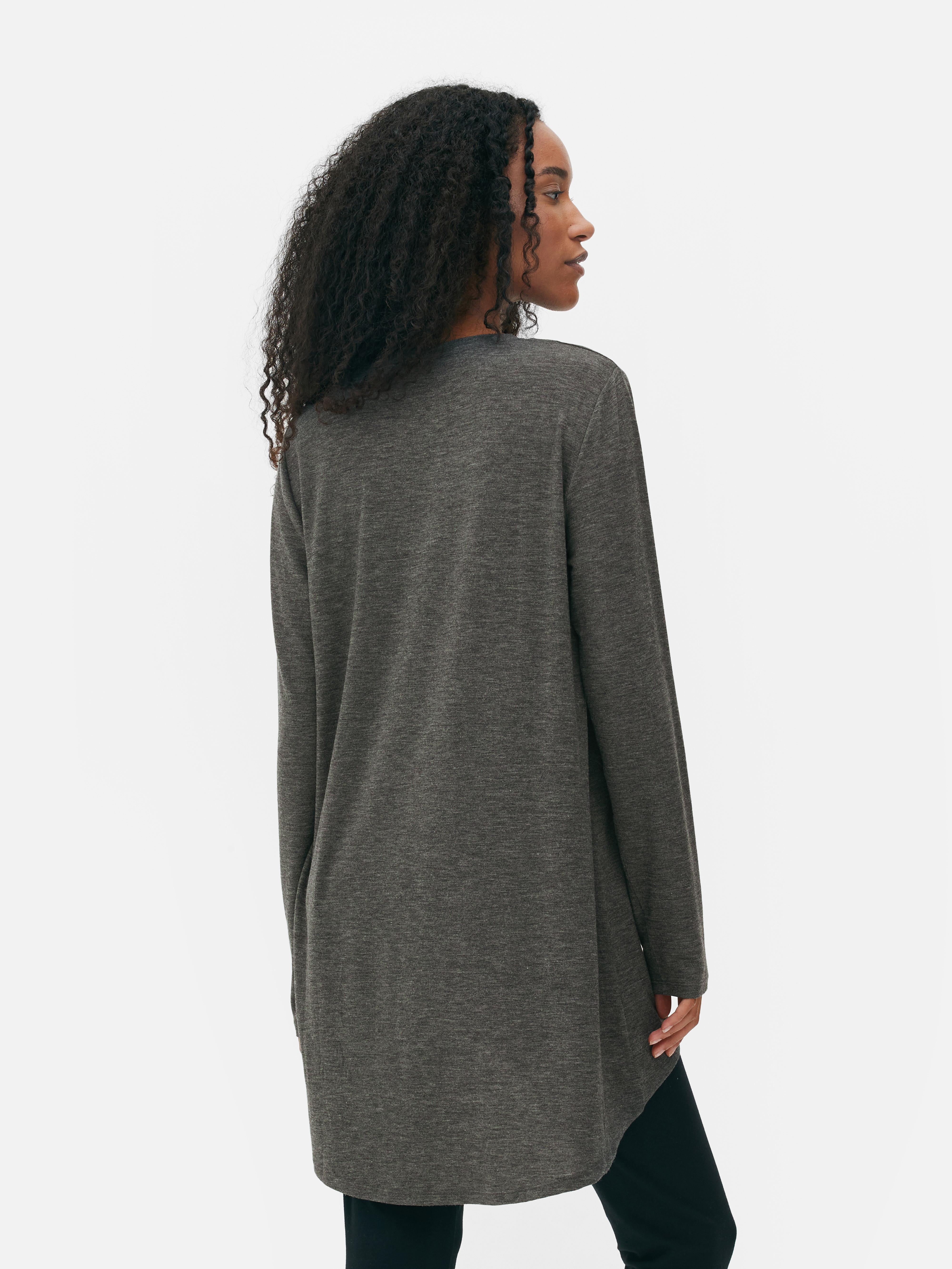 Long Sleeve Longline Curved Hem Top