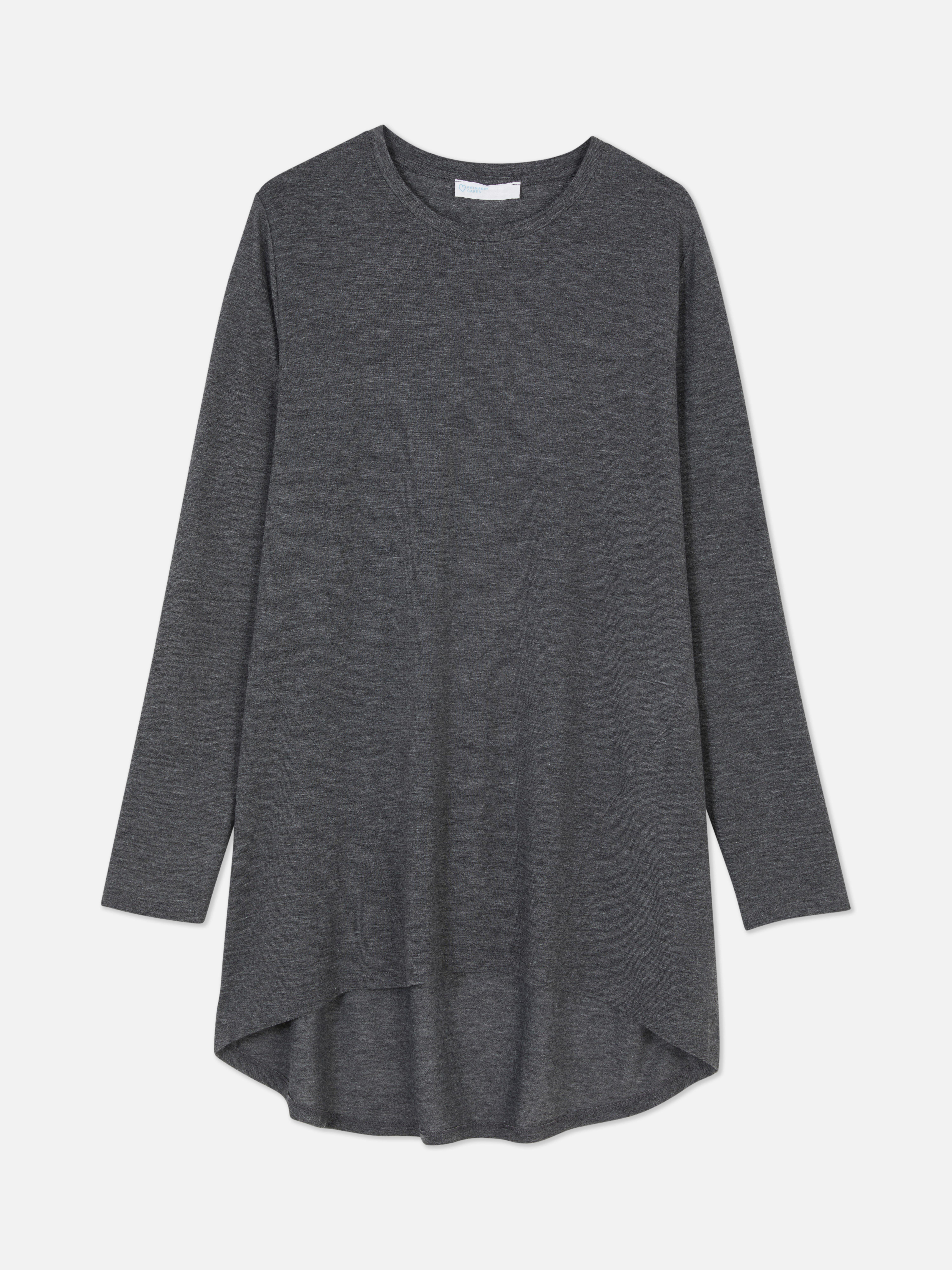 Long Sleeve Longline Curved Hem Top