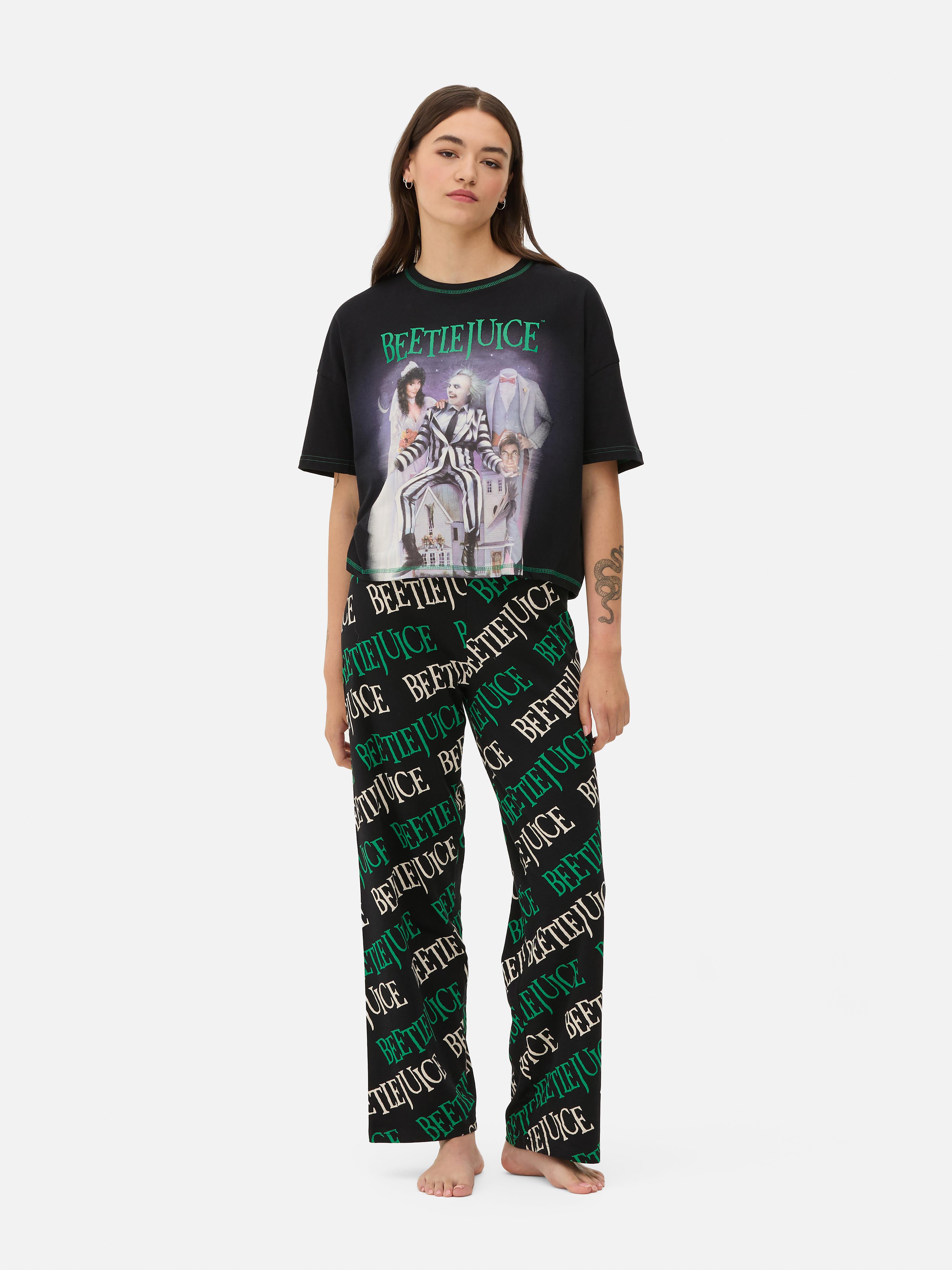 Womens Black Beetlejuice Logo Pyjama Set Primark